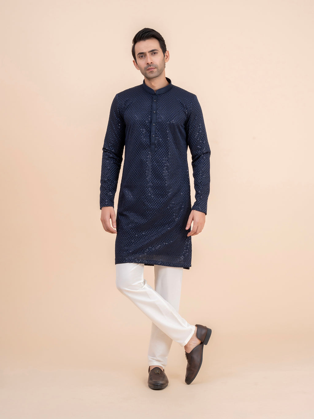 Midnight Blue Embellished Kurta Set