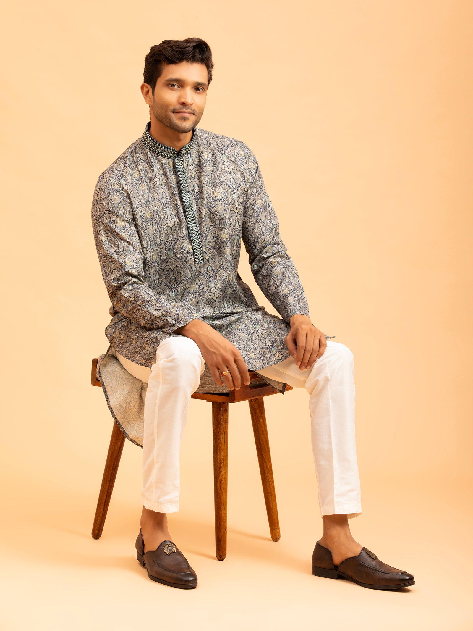 Azure Heritage Paisley Kurta