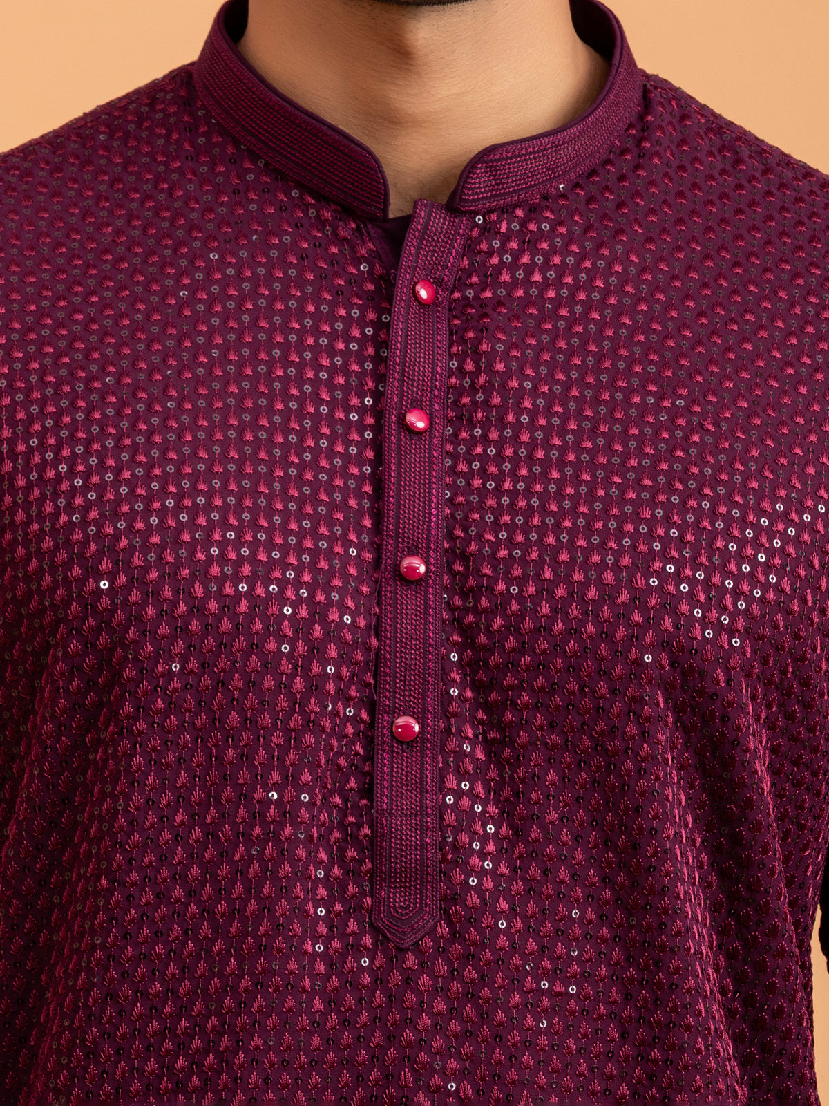 Deep Burgundy Sequin Embellished Kurta