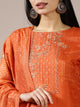 Burnt Orange Textured Embroidered Suit