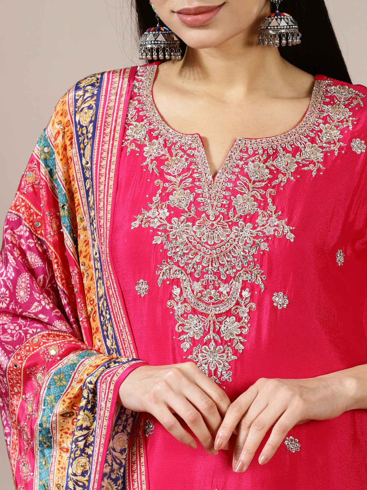 Rani Zari Kurta with Printed Gharara Set