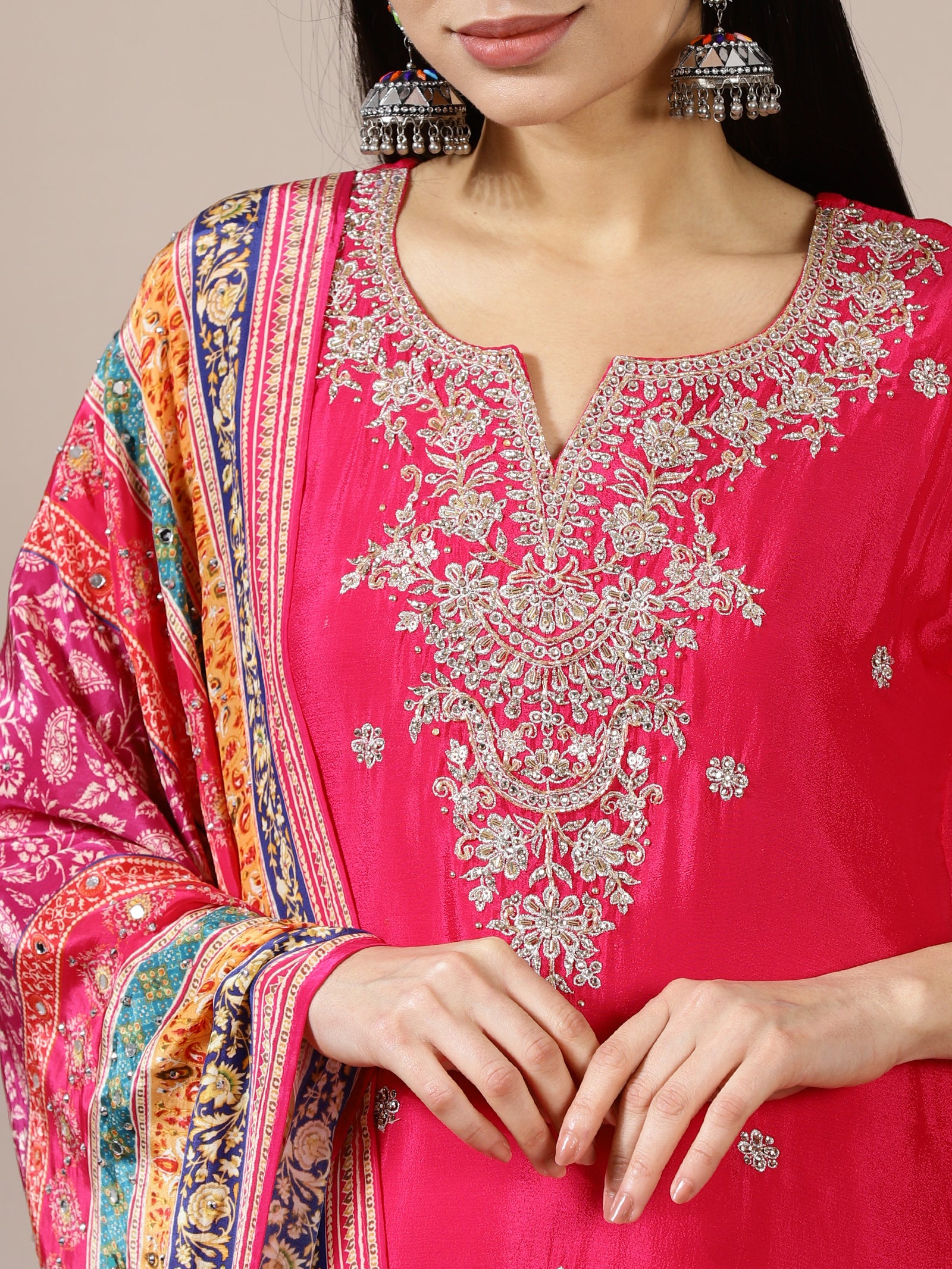 Rani Zari Kurta with Printed Gharara Set
