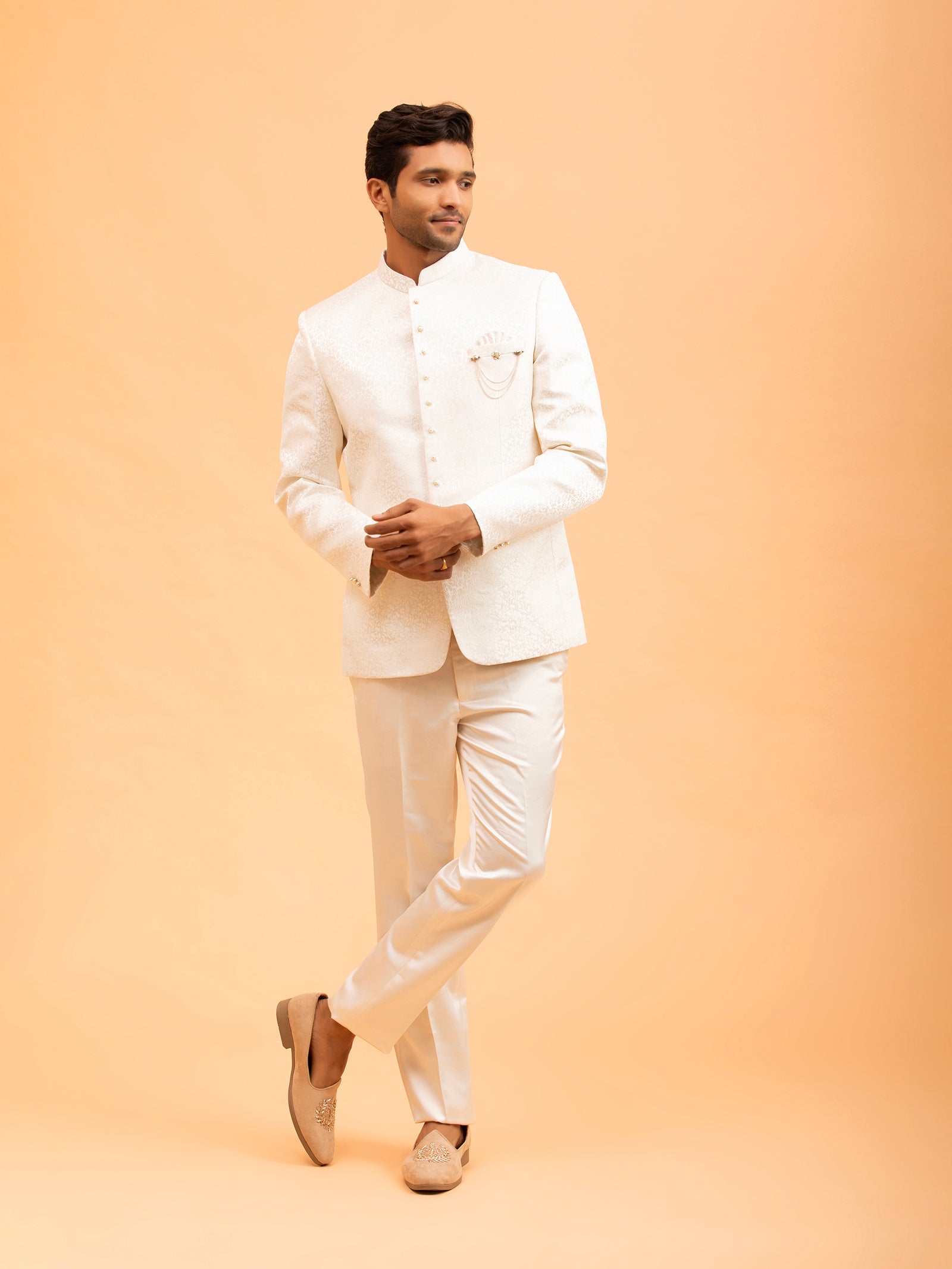Ivory Heirloom Jacquard Jodhpuri Set