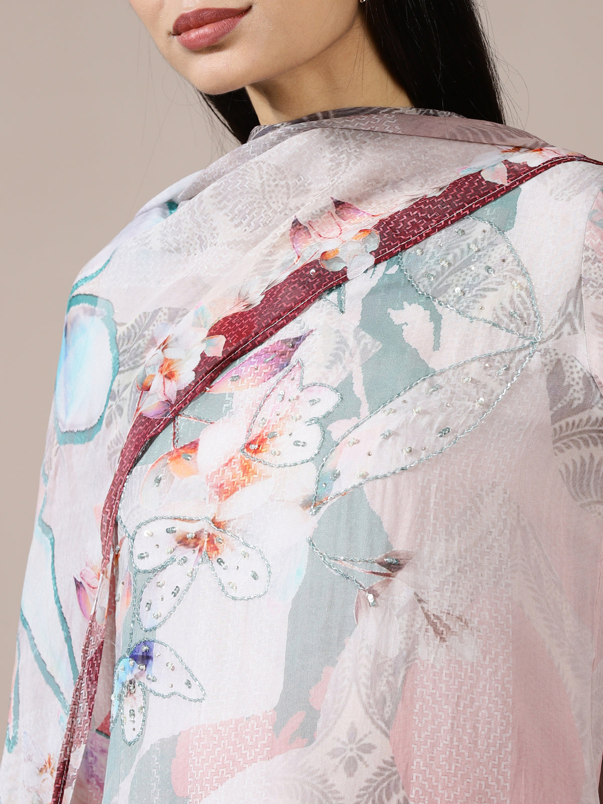 Watercolor Chiffon Kurta Set