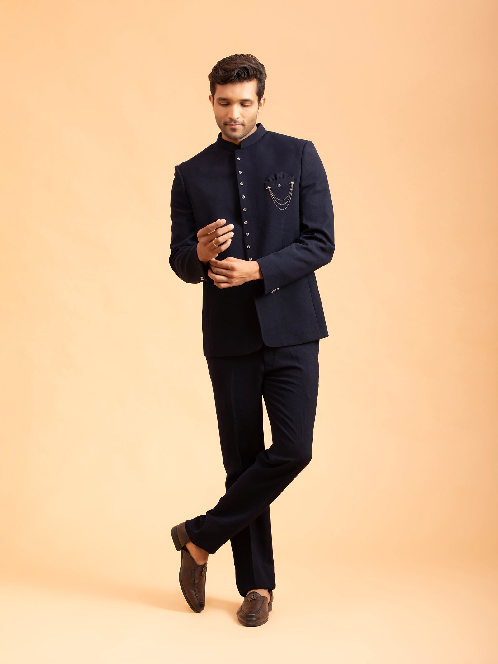 Midnight Navy Structured Jodhpuri Set