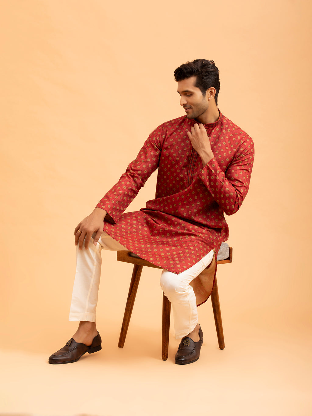 Crimson Heritage Print Kurta