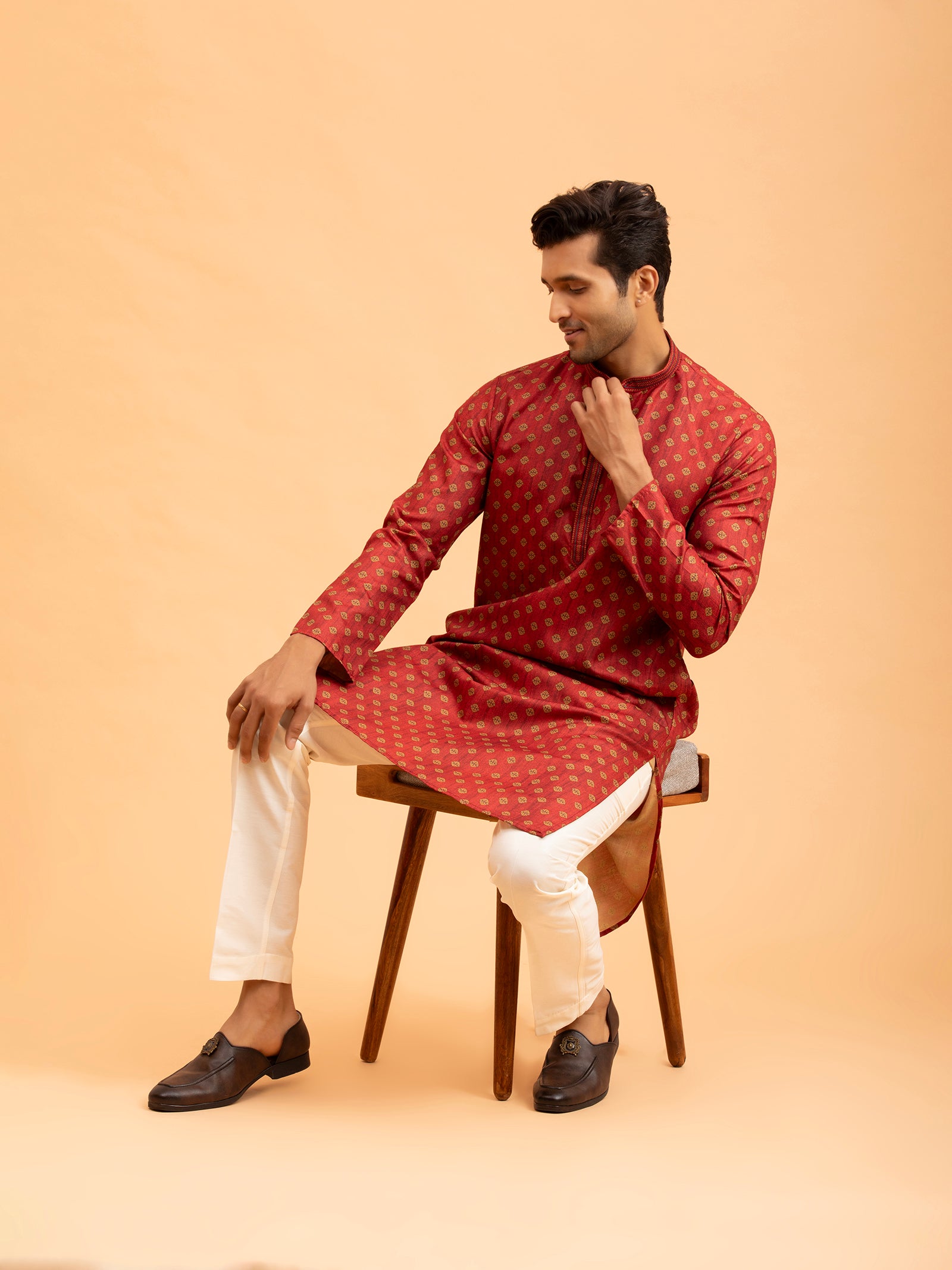 Crimson Heritage Print Kurta