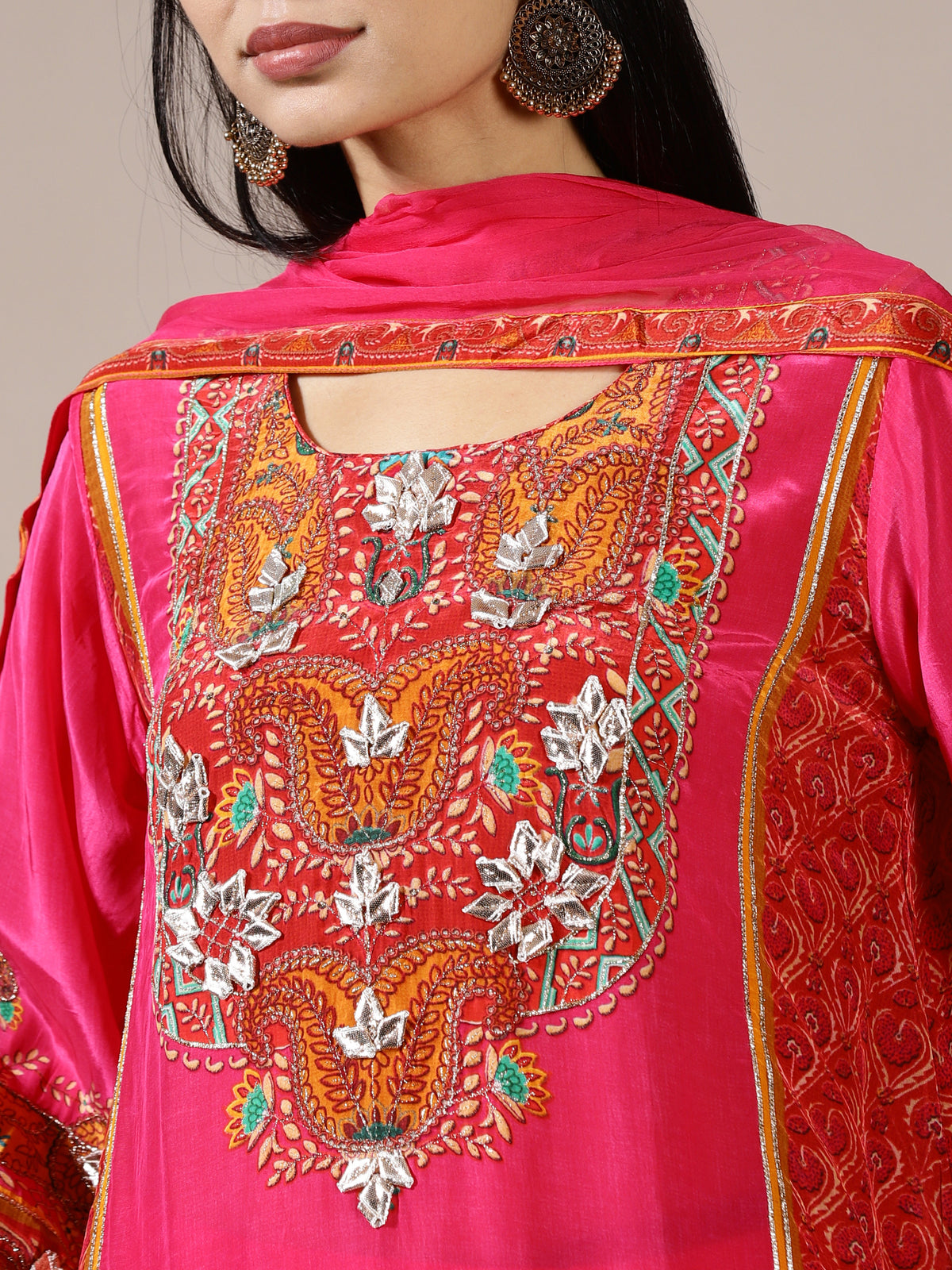 Fuchsia Heavy Paisley Print Suit Set