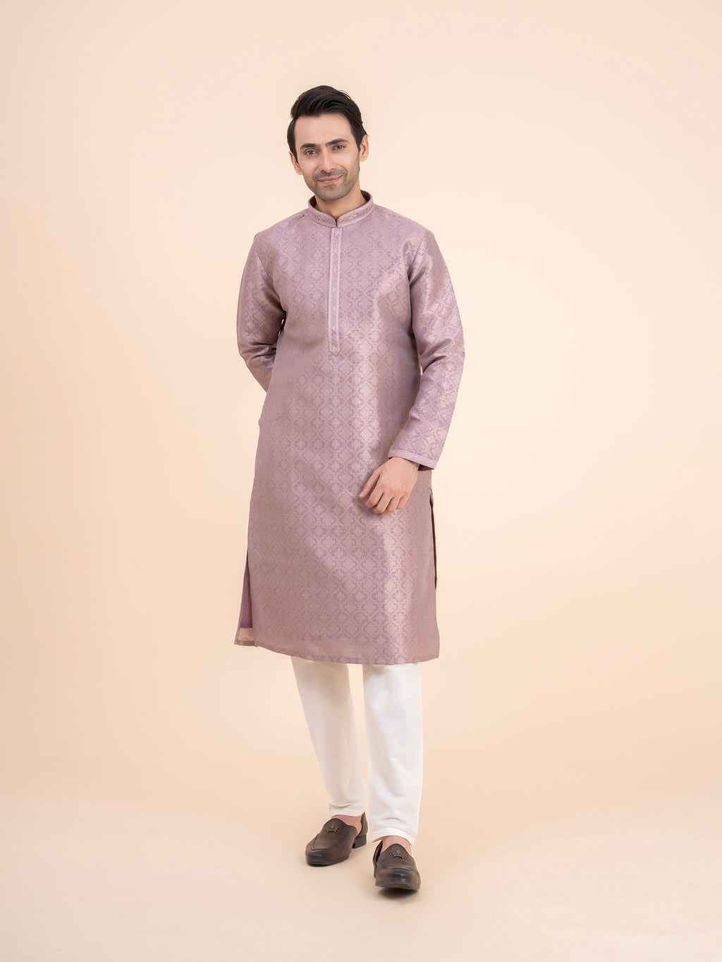 Mauve Brocade Kurta Set