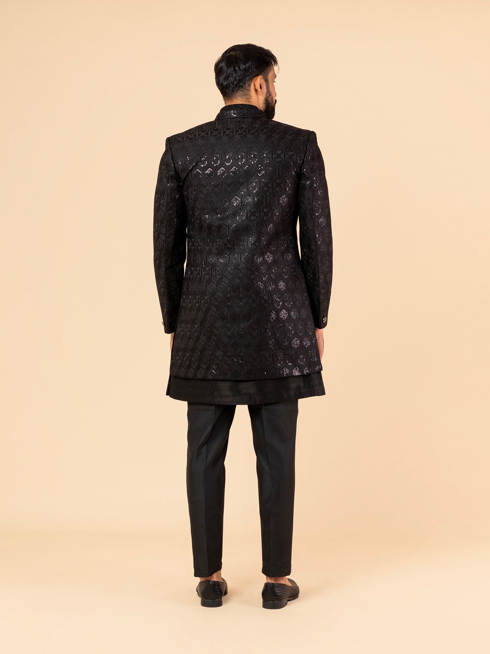 Obsidian Black Sequin Indowestern Set