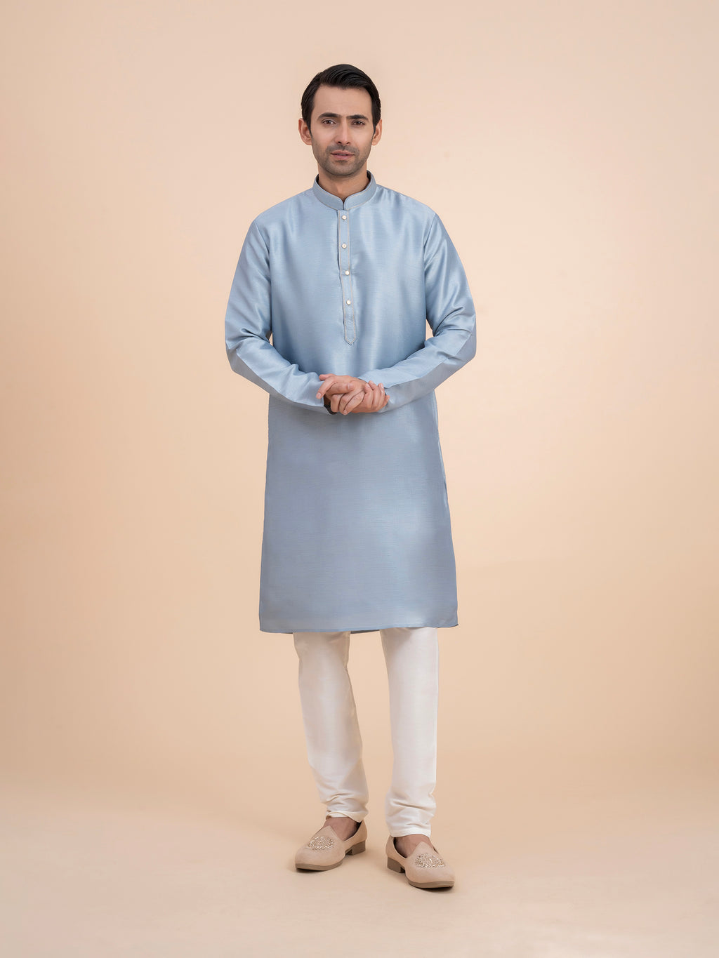 Steel Blue Solid Kurta Set