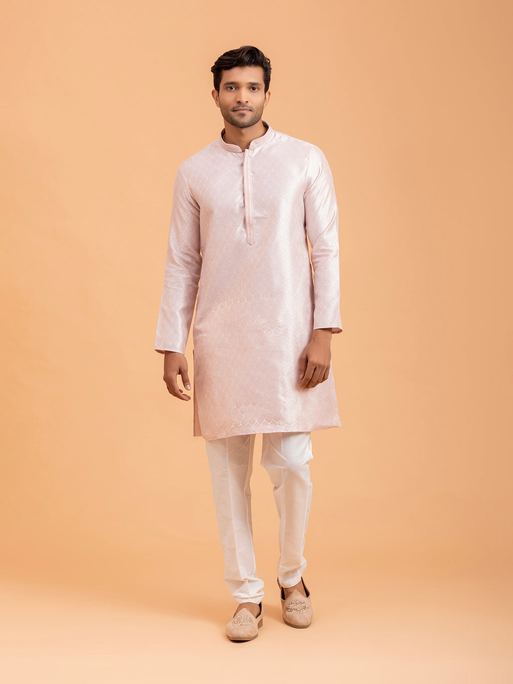 Blush Petal Weave Kurta Set