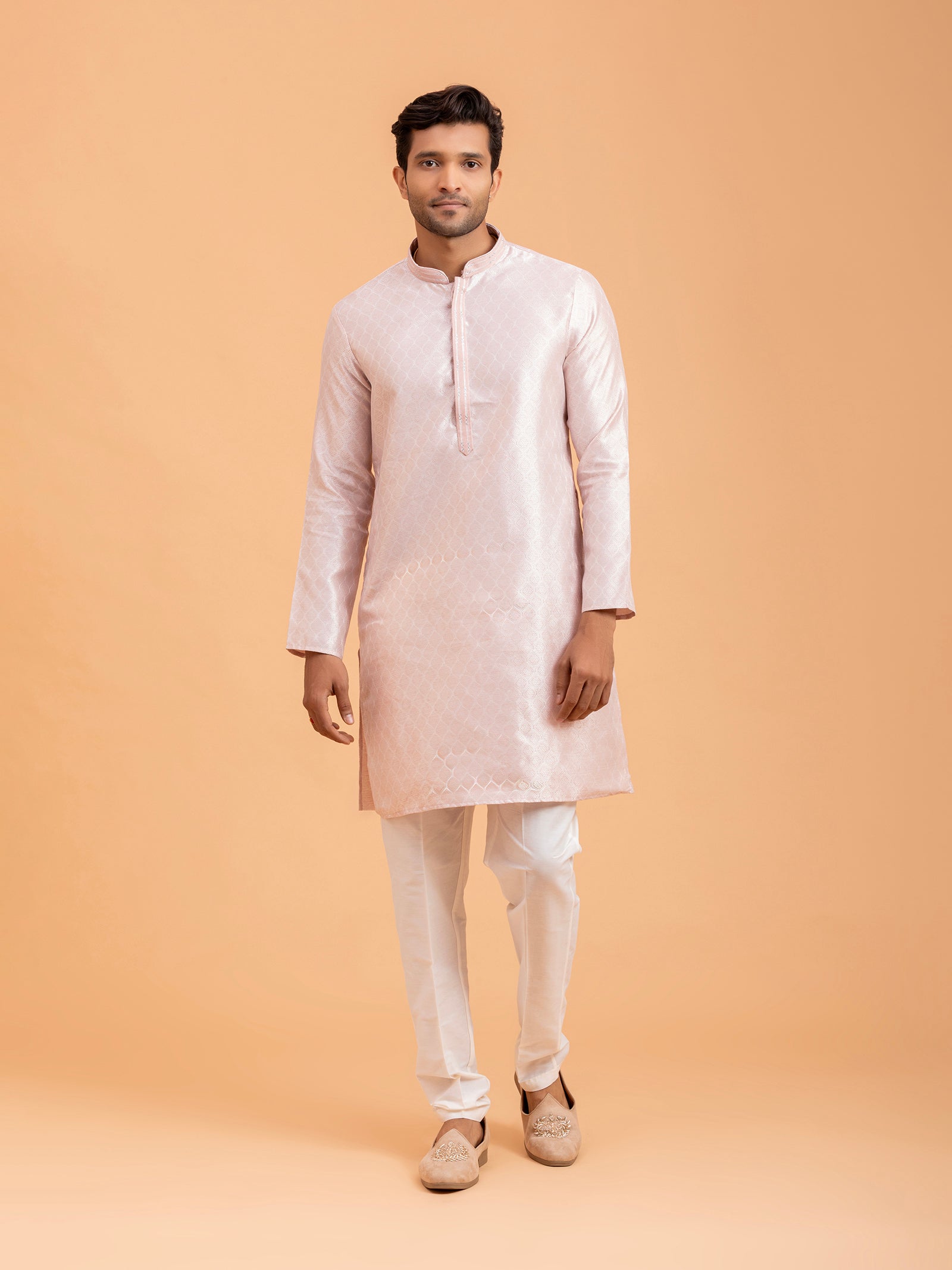Blush Petal Weave Kurta Set