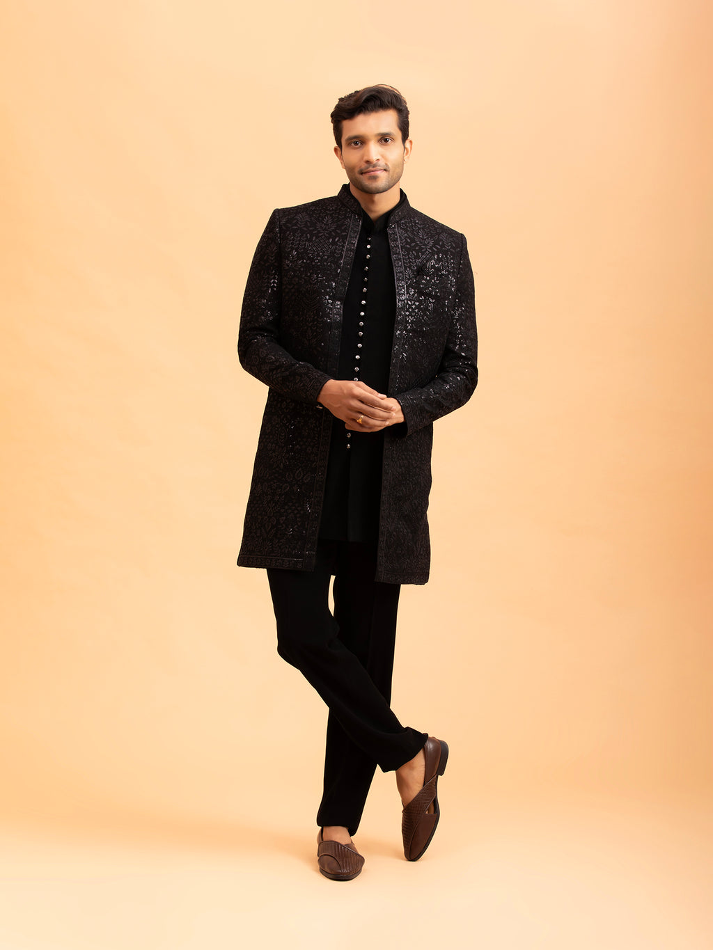 Obsidian Noir Sequin Indo-Western Set