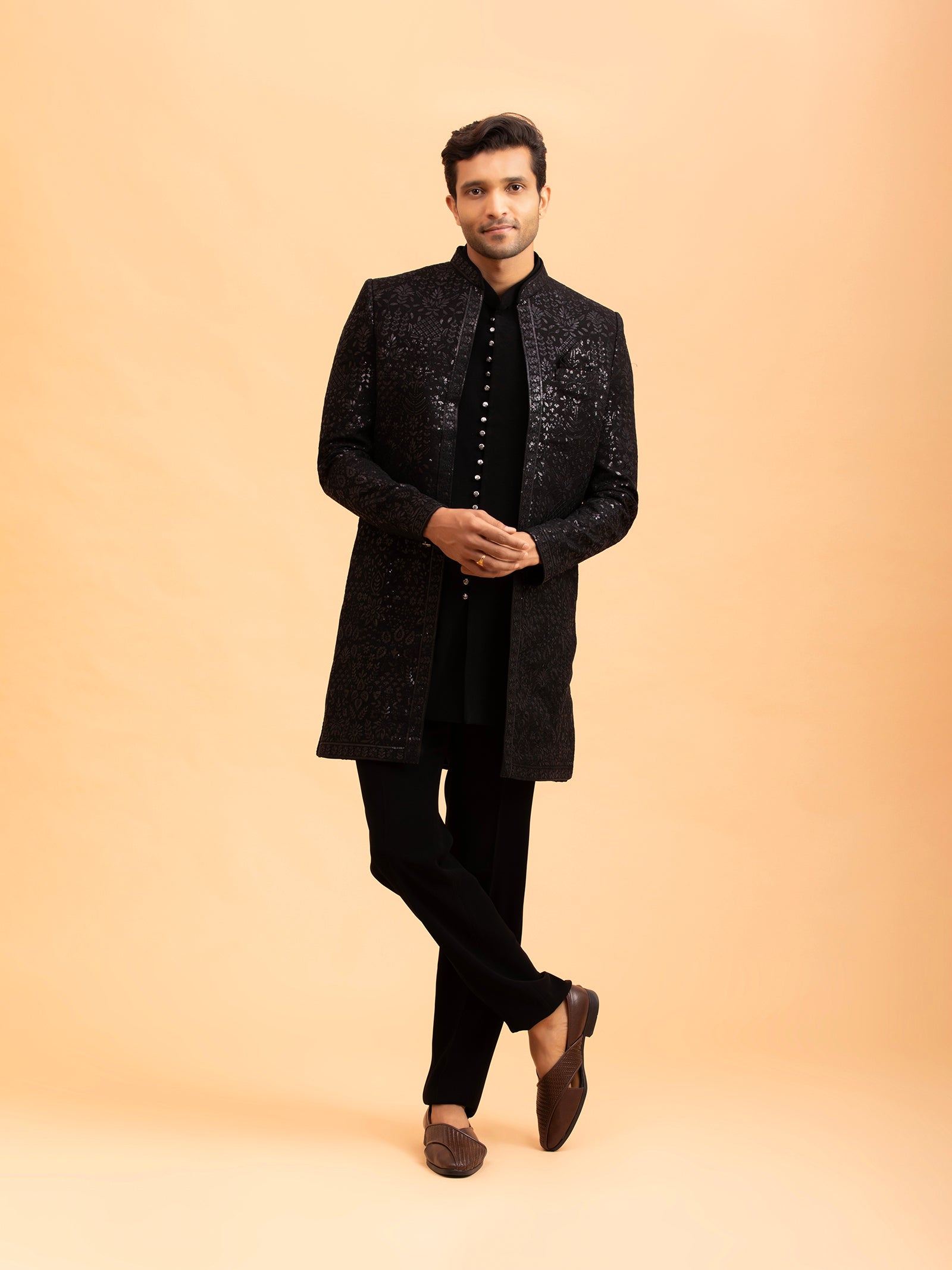 Obsidian Noir Sequin Indo-Western Set