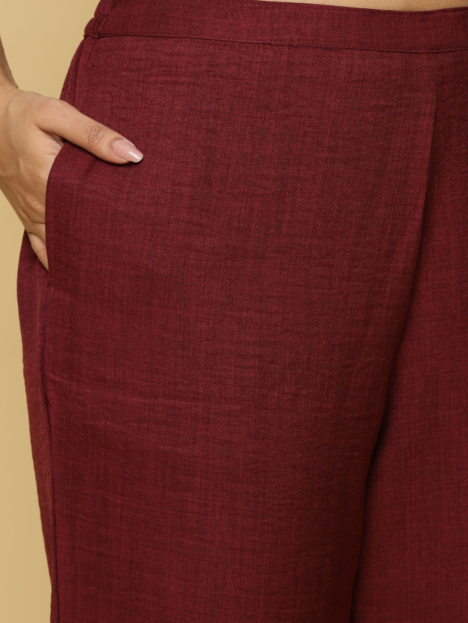 Warm Maroon Mandarin Co-ord Set