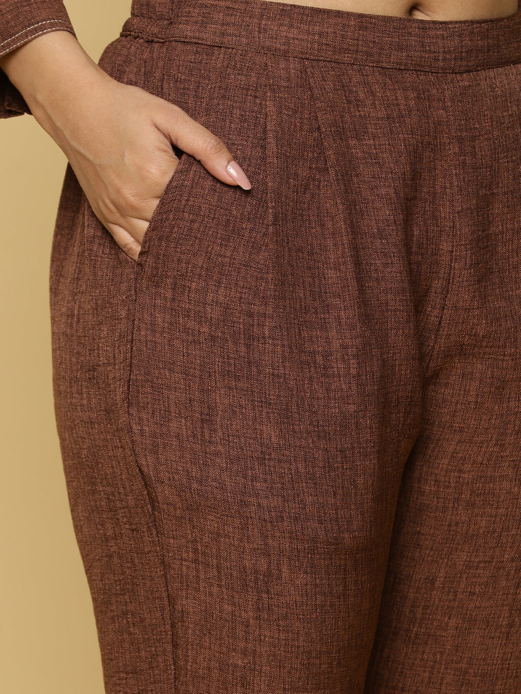 Brown Embroidered Co-ord Set