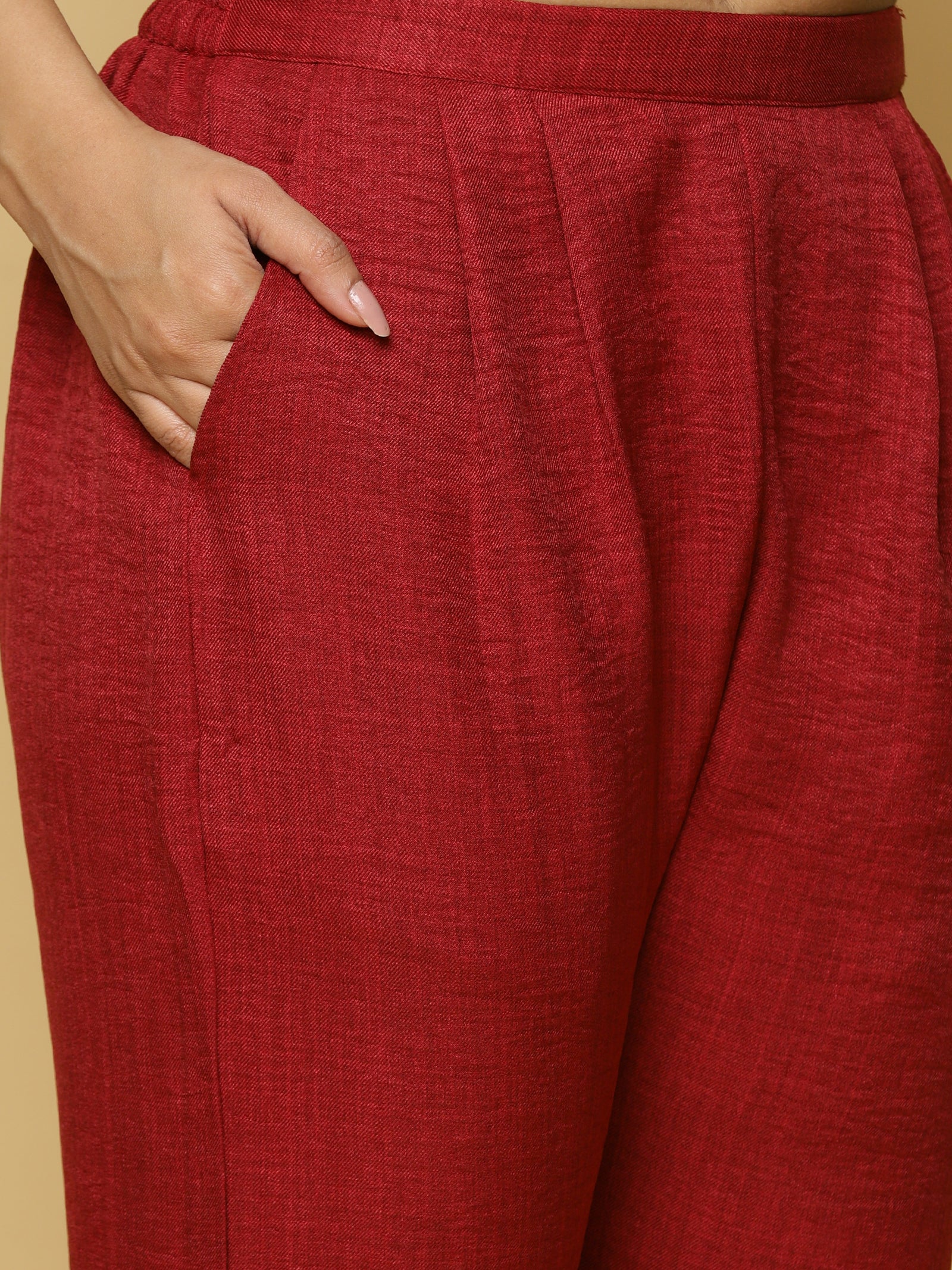Red Embroidered Tunic Co-ord Set