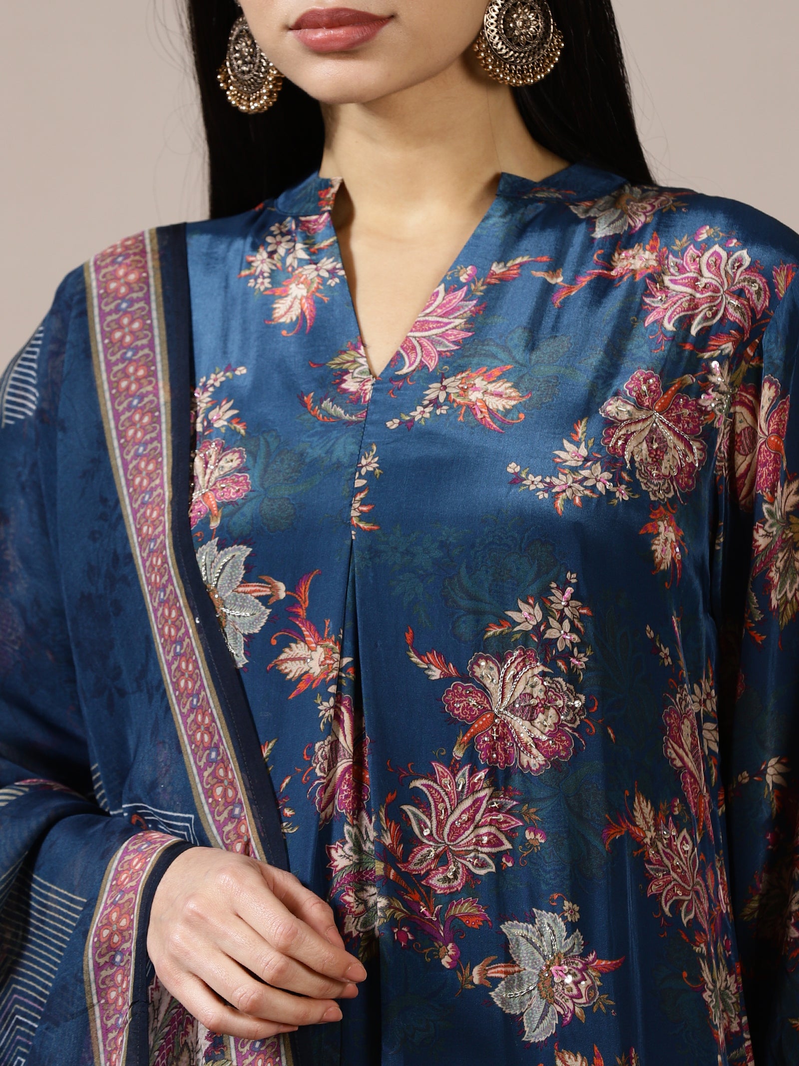 Midnight Blue Floral Suit Set