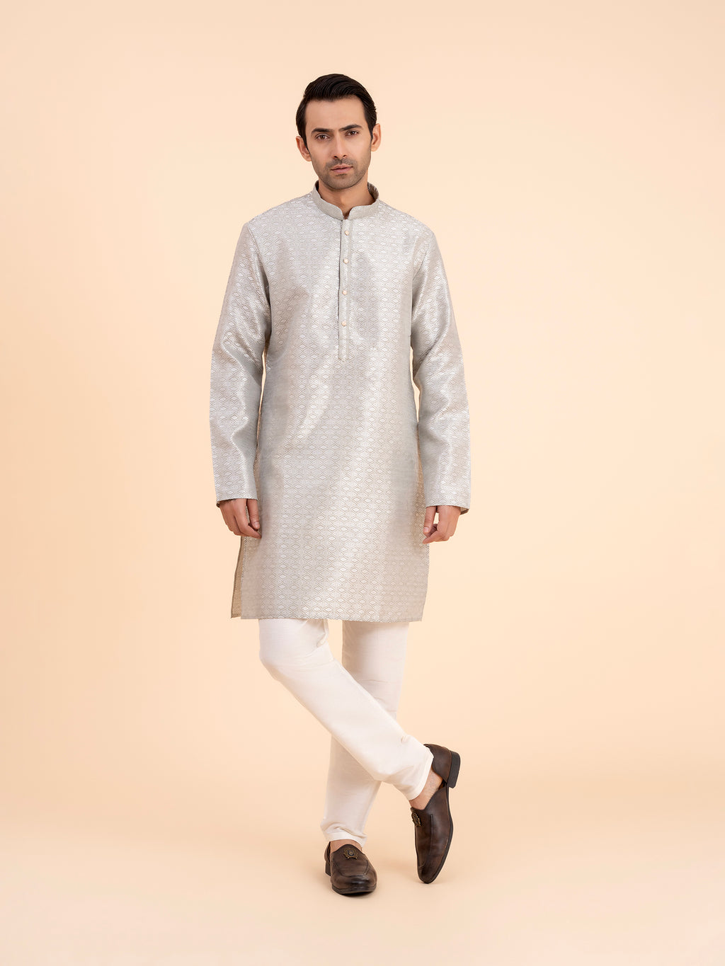 Platinum Brocade Kurta Set