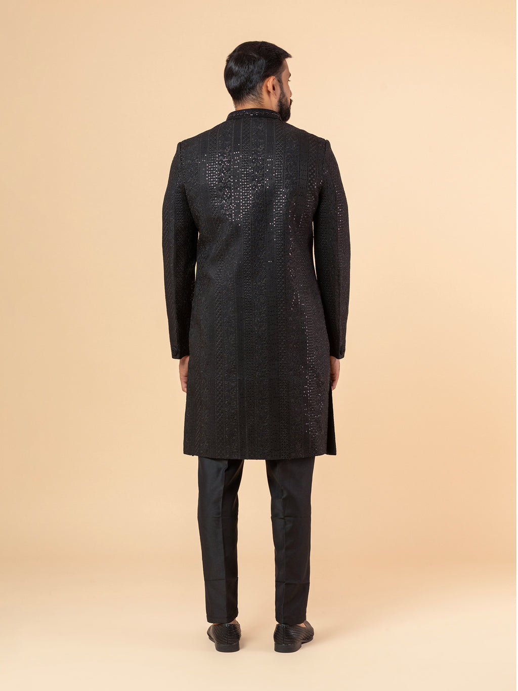 Obsidian Stellar Allover-Sequined Sherwani
