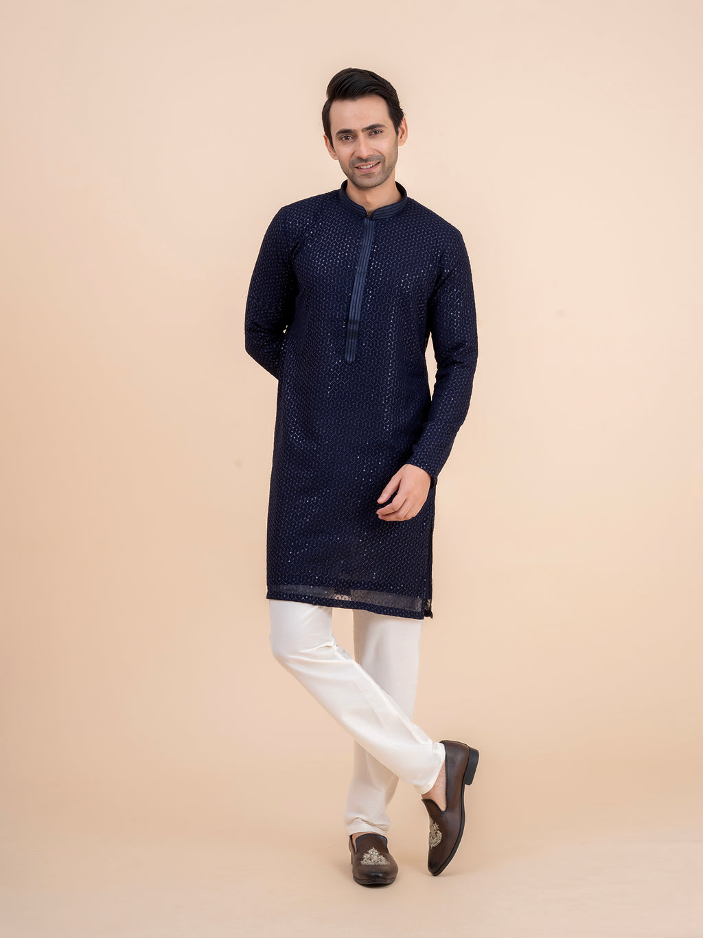 Navy Embellished Kurta Set