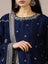 Navy Blue Embroidered Silk Suit Set