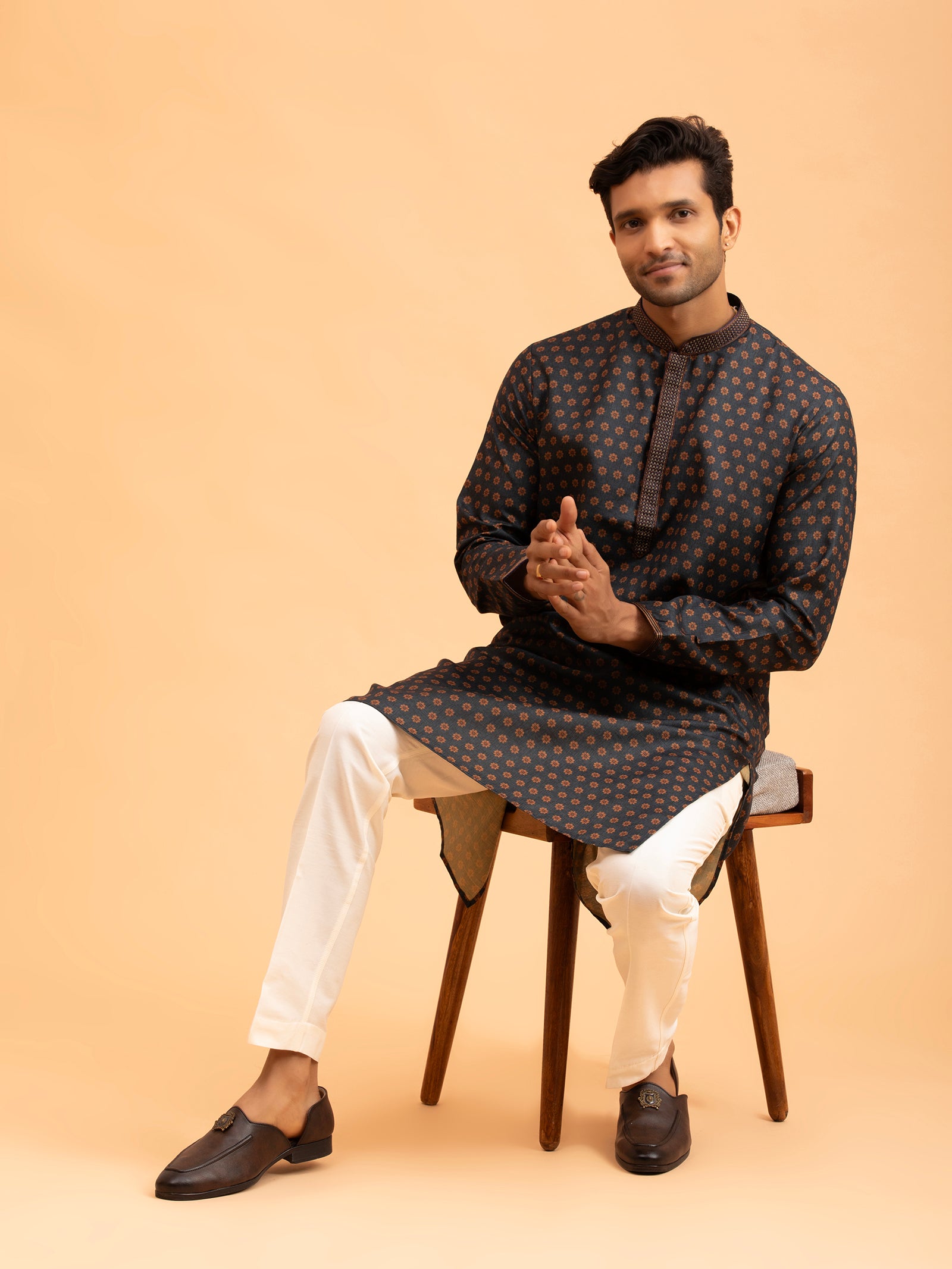Midnight Floral Motif Kurta