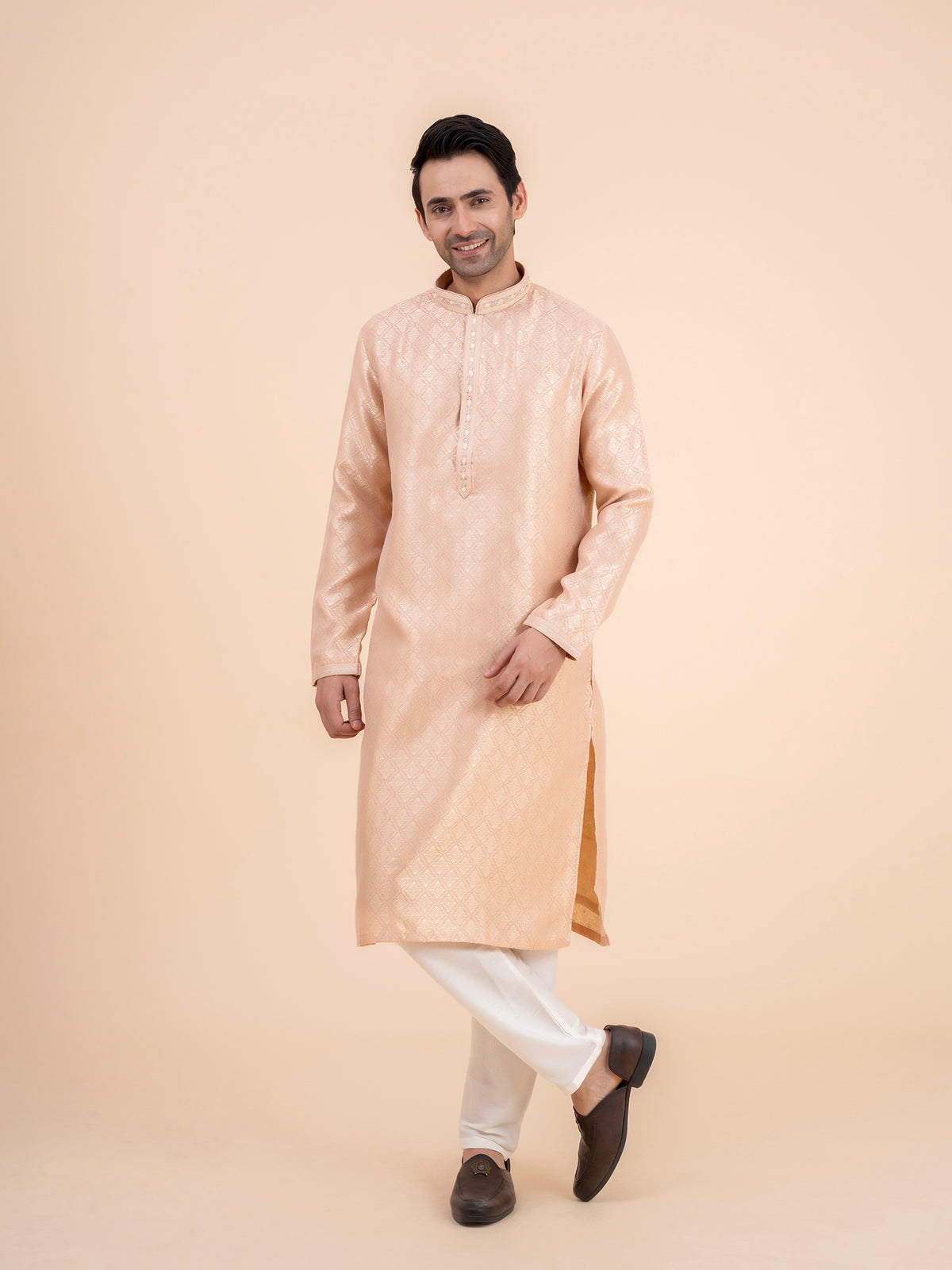 Rose Brocade Kurta Set