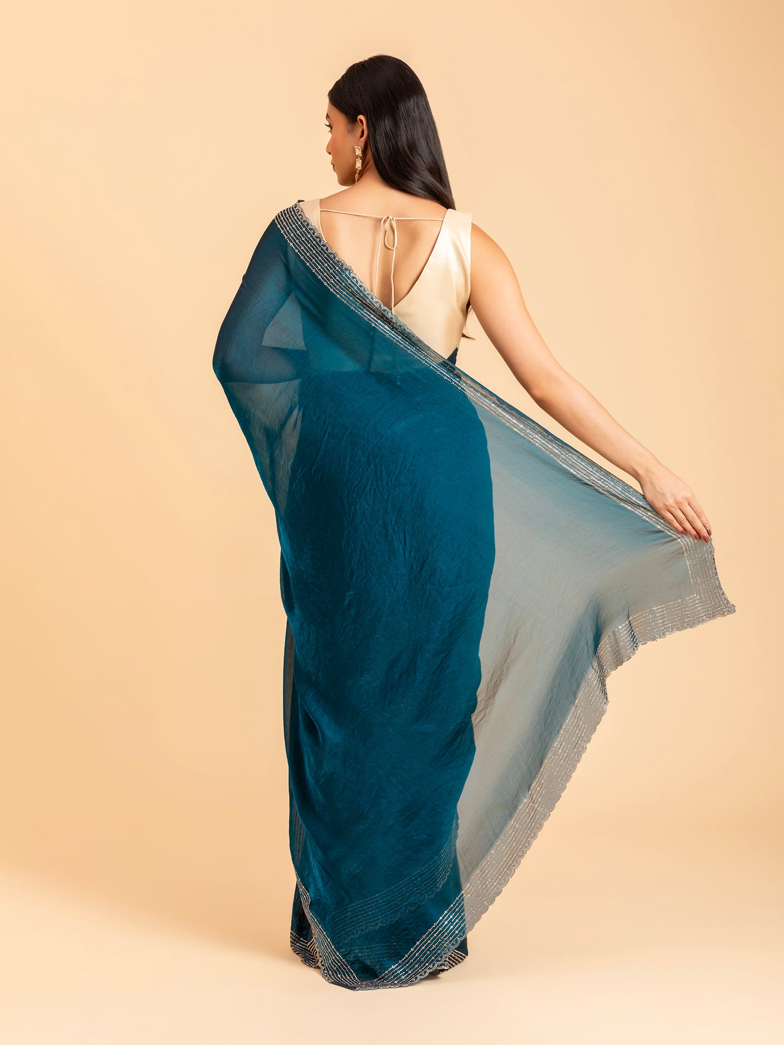 Cerulean Midnight Scalloped Saree