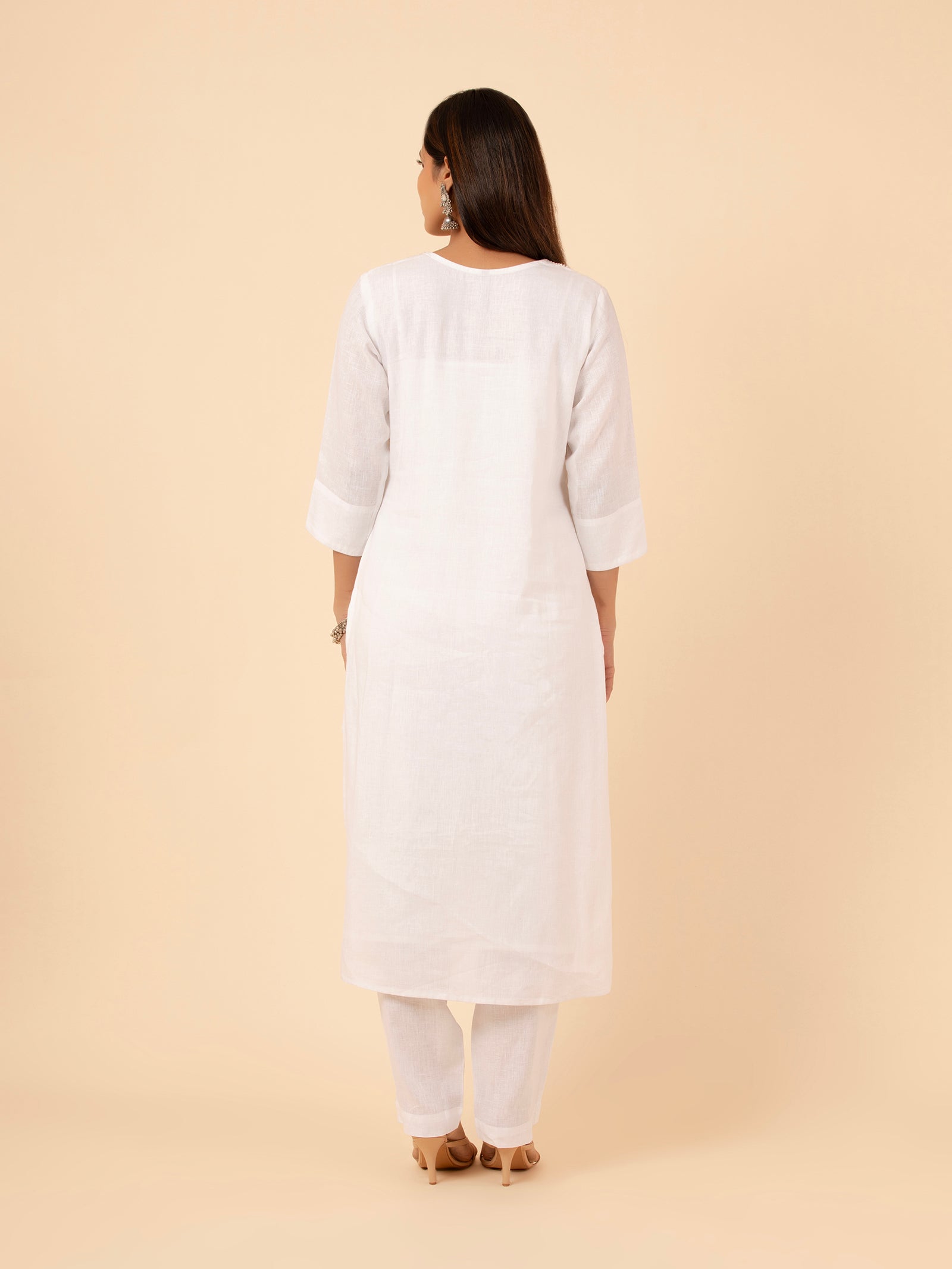 Pearl Linen V-Neck Co-ord Set