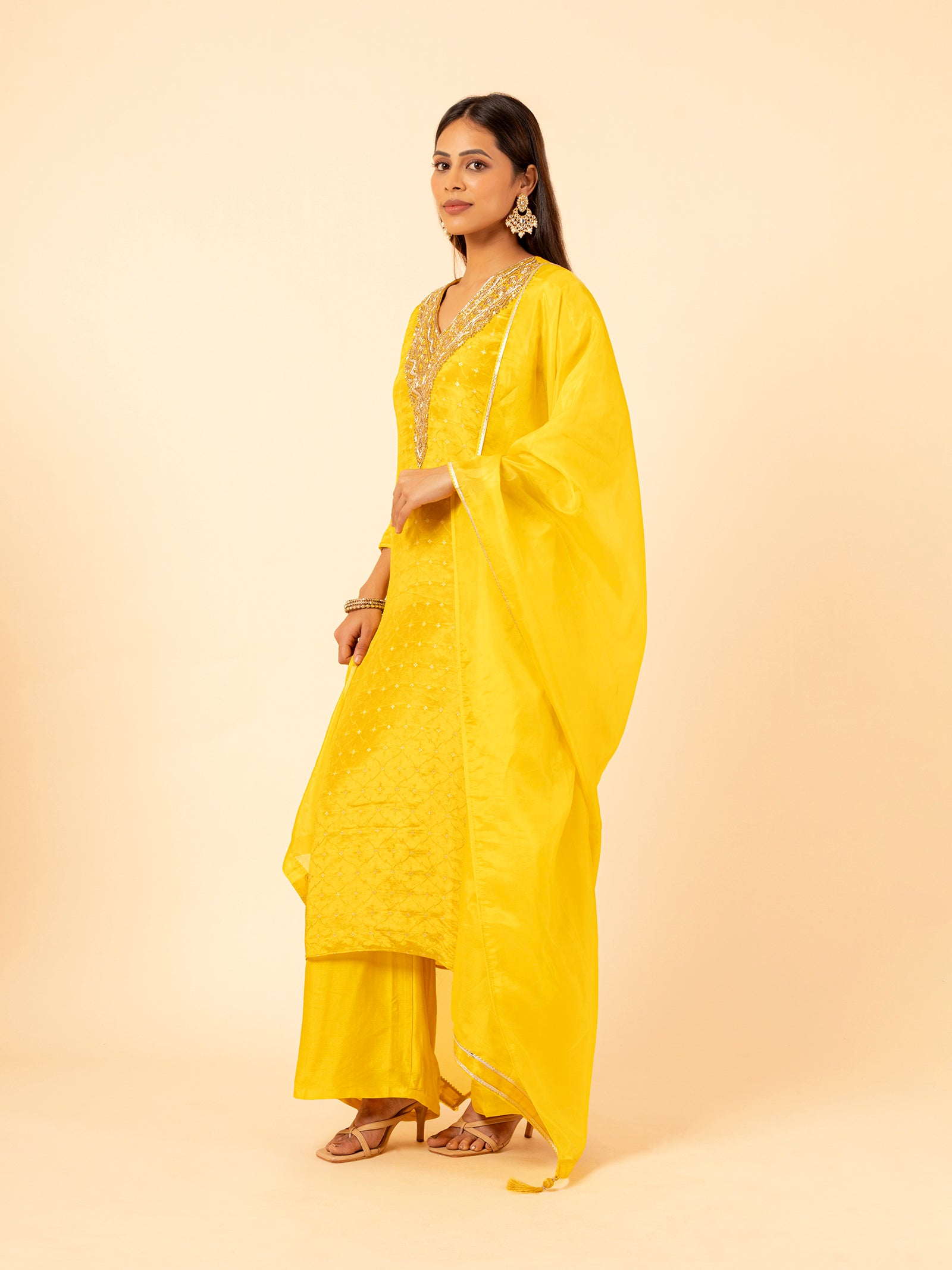 Vibrant Yellow Banarasi Suit Set