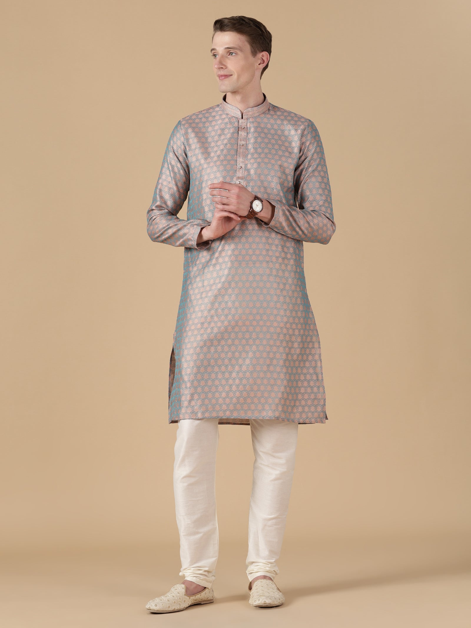 Oceanic Brocade Kurta Set