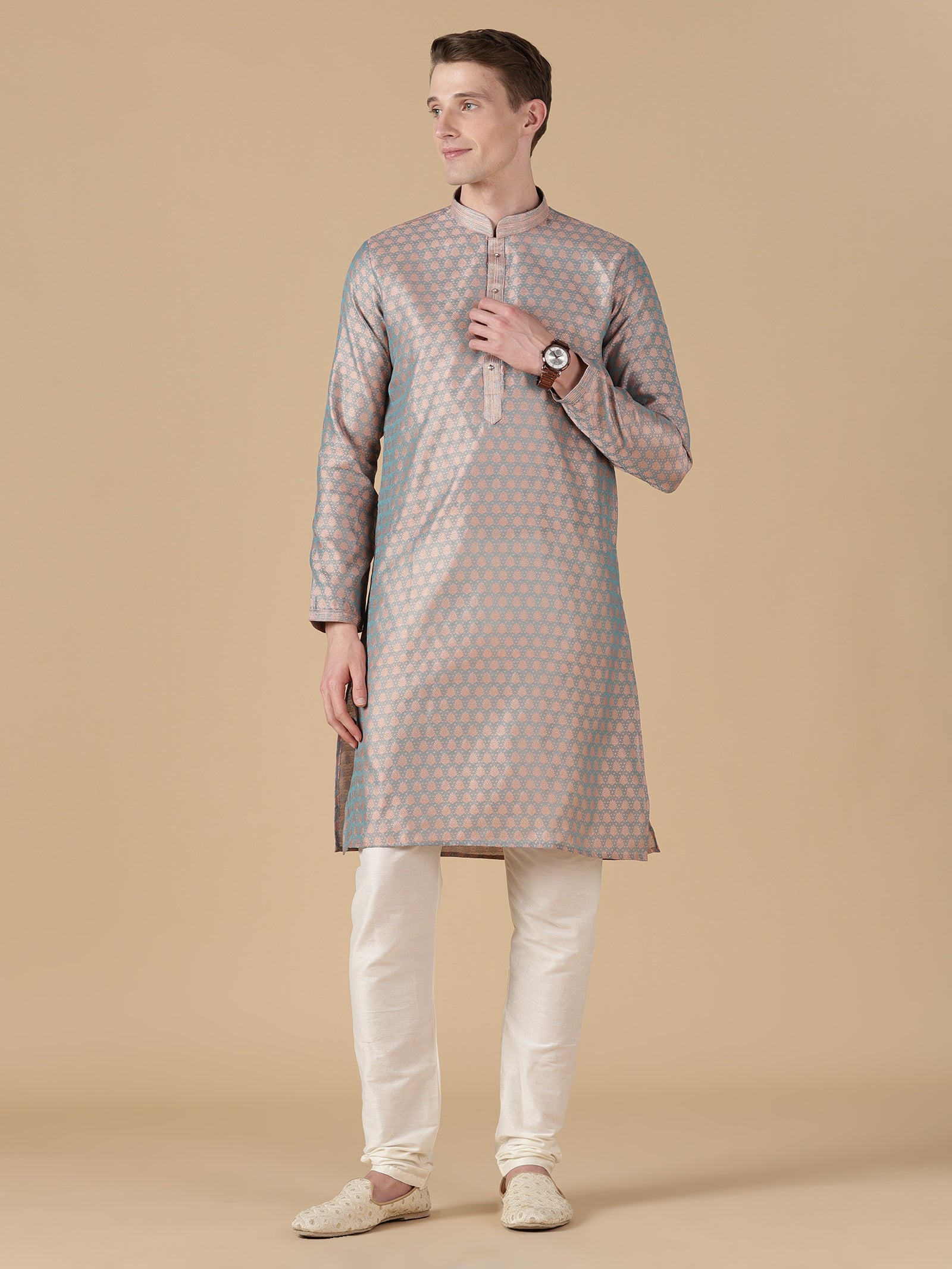Oceanic Brocade Kurta Set