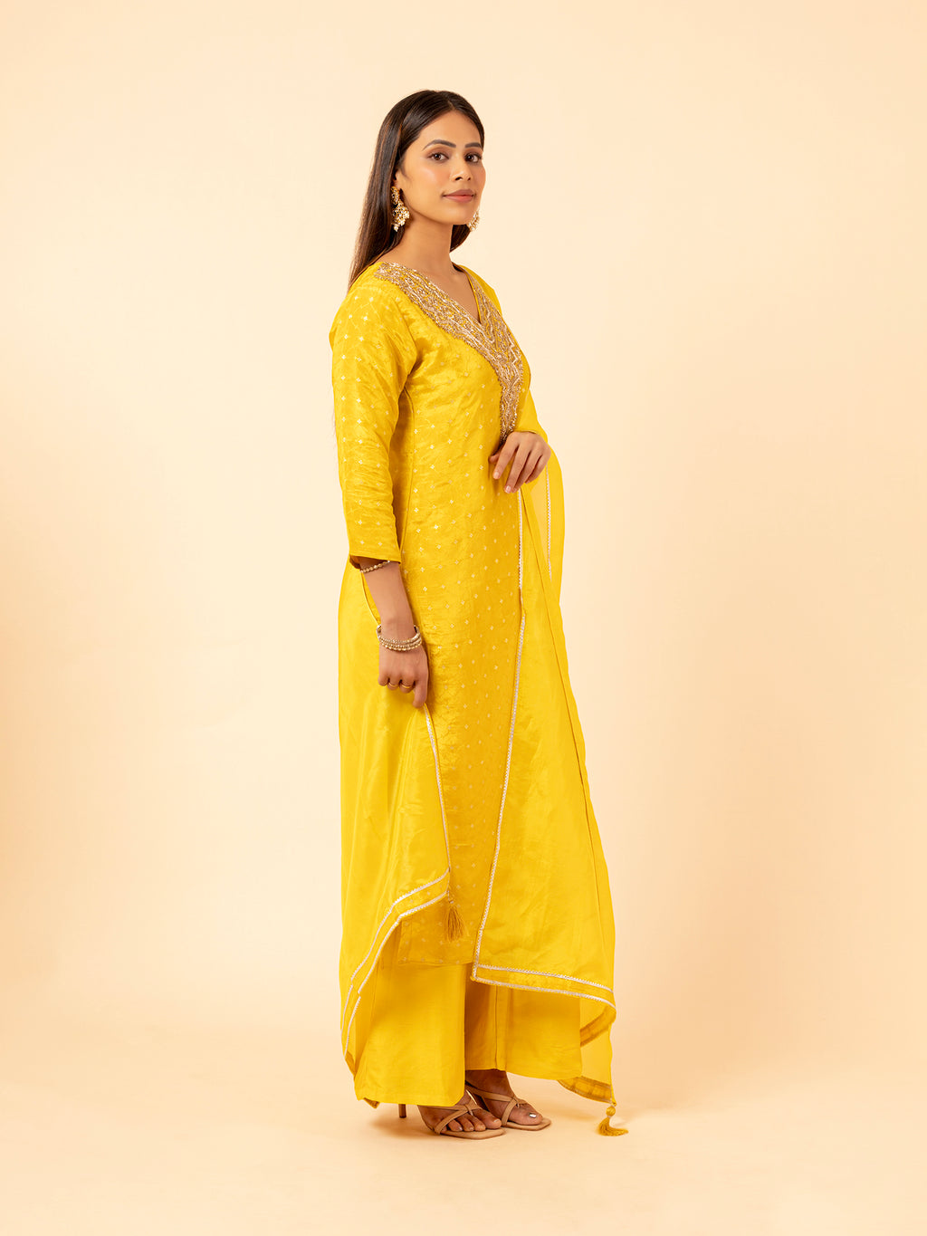 Vibrant Yellow Banarasi Suit Set