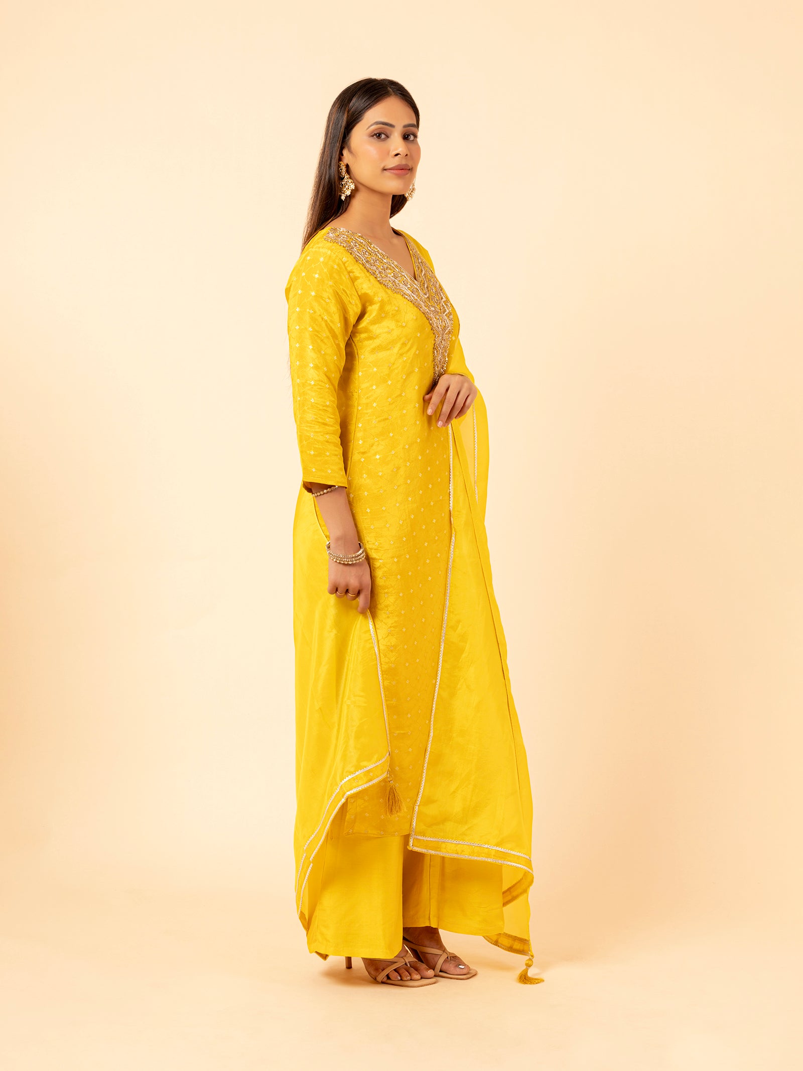 Vibrant Yellow Banarasi Suit Set
