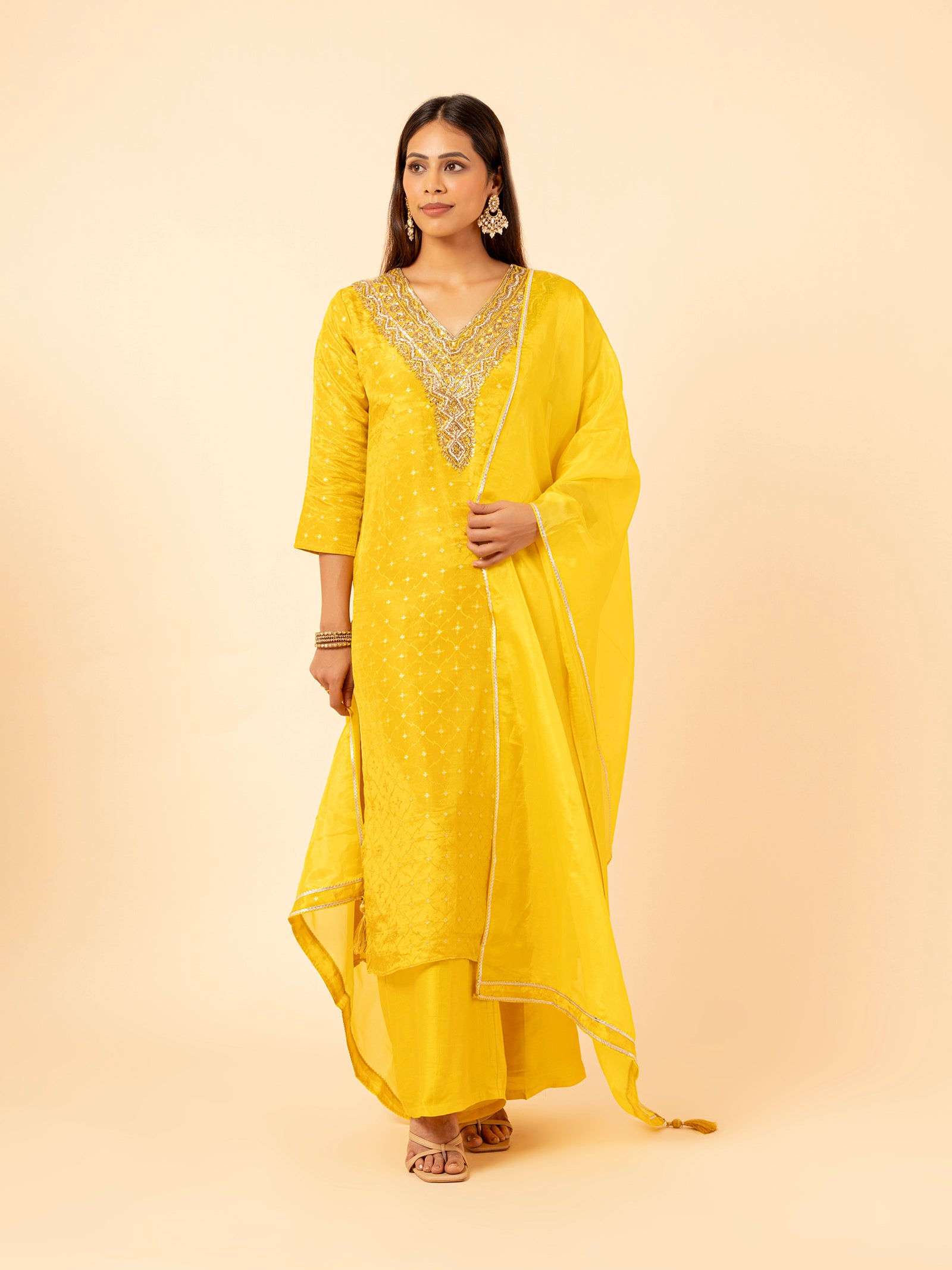 Vibrant Yellow Banarasi Suit Set