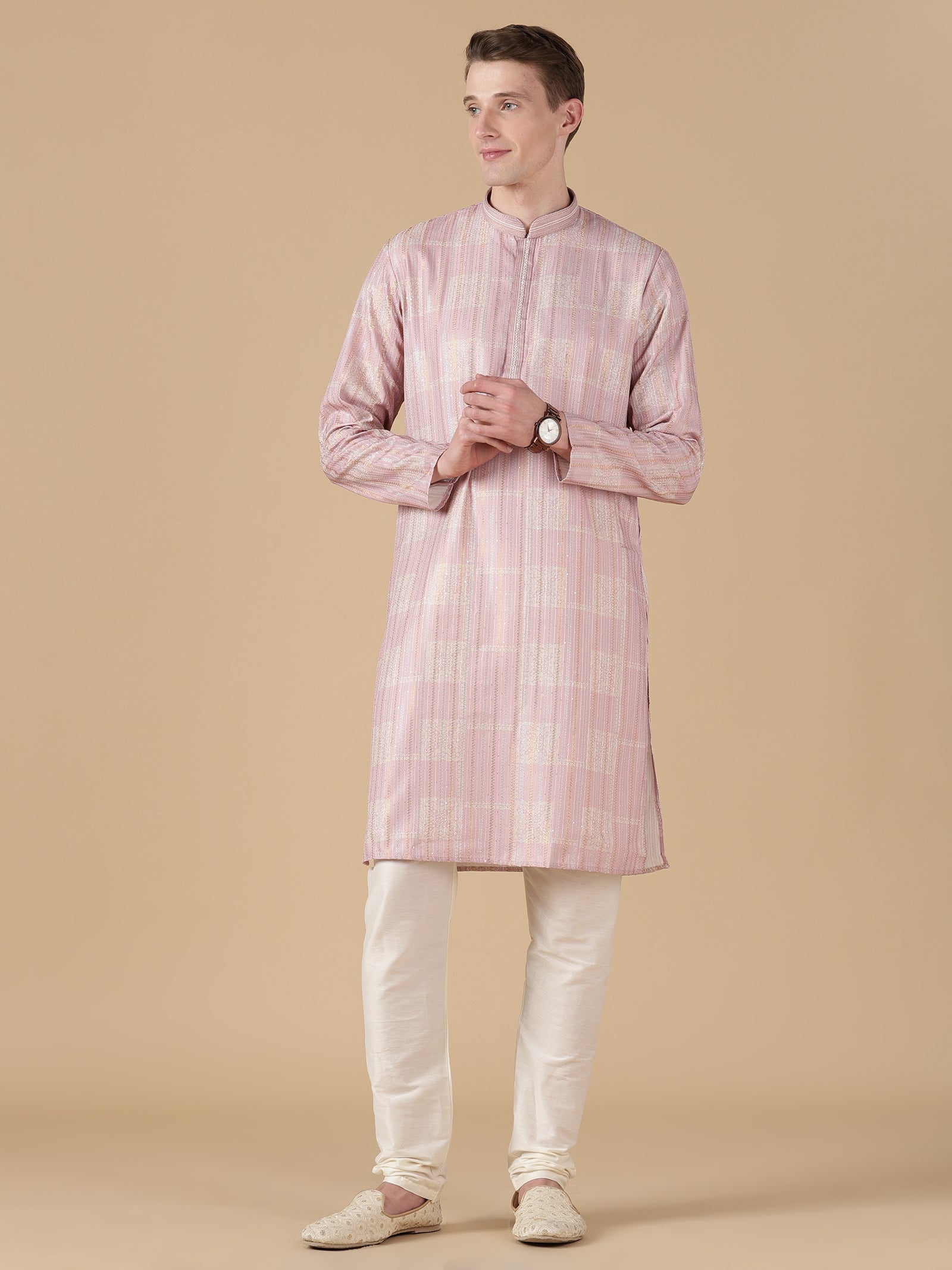 Lilac Glint Brocade Kurta Set