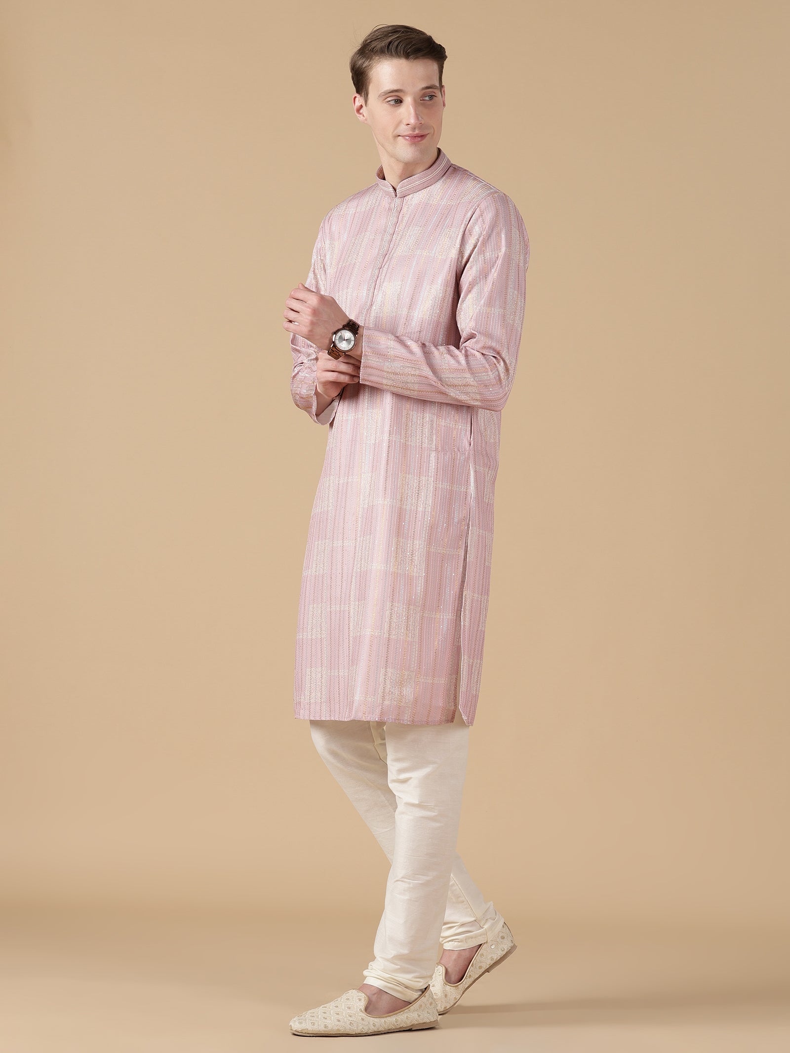 Lilac Glint Brocade Kurta Set