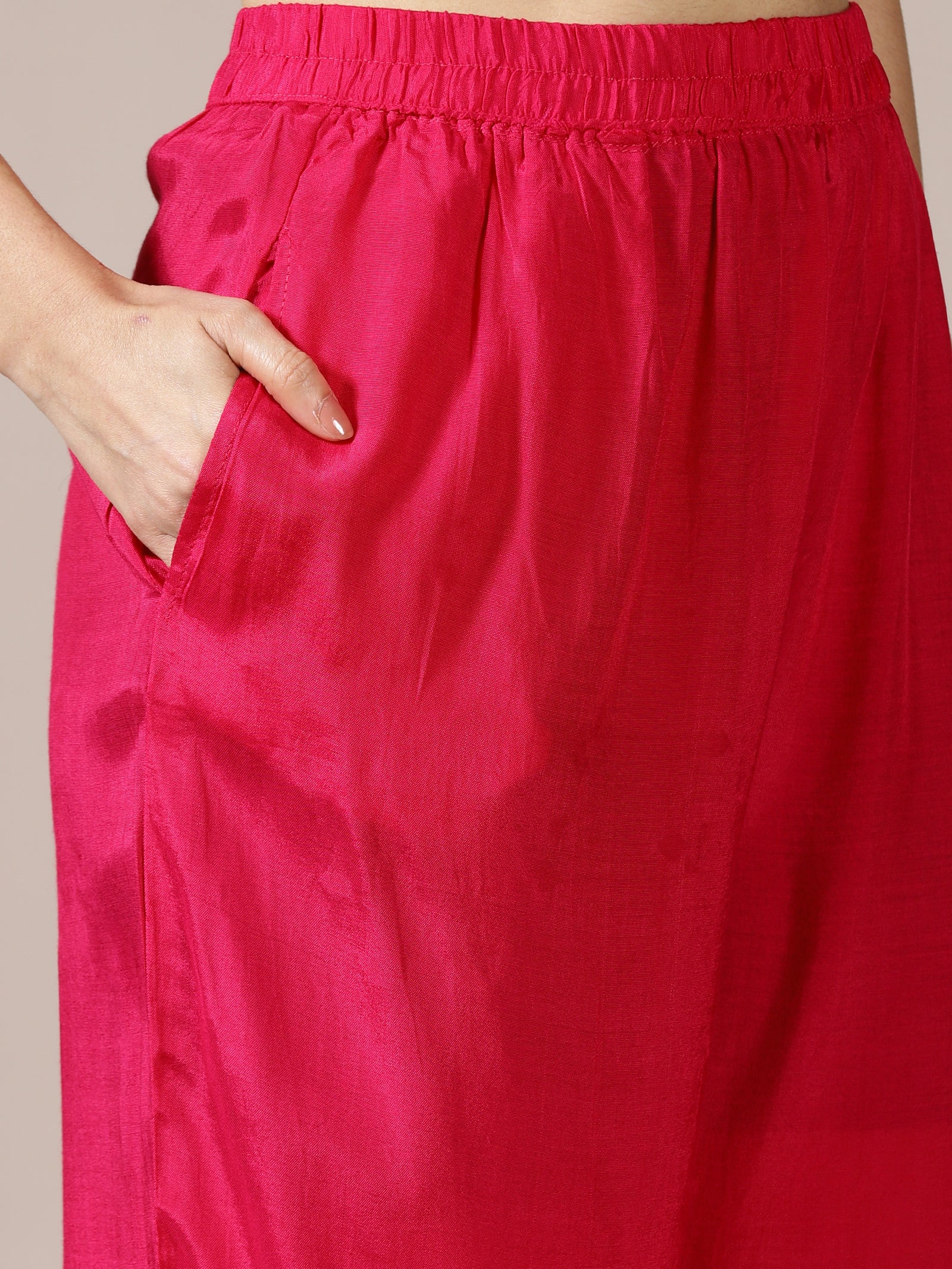 Magenta Solid Kurta Set with Contemporary Silver Sequin Detailing