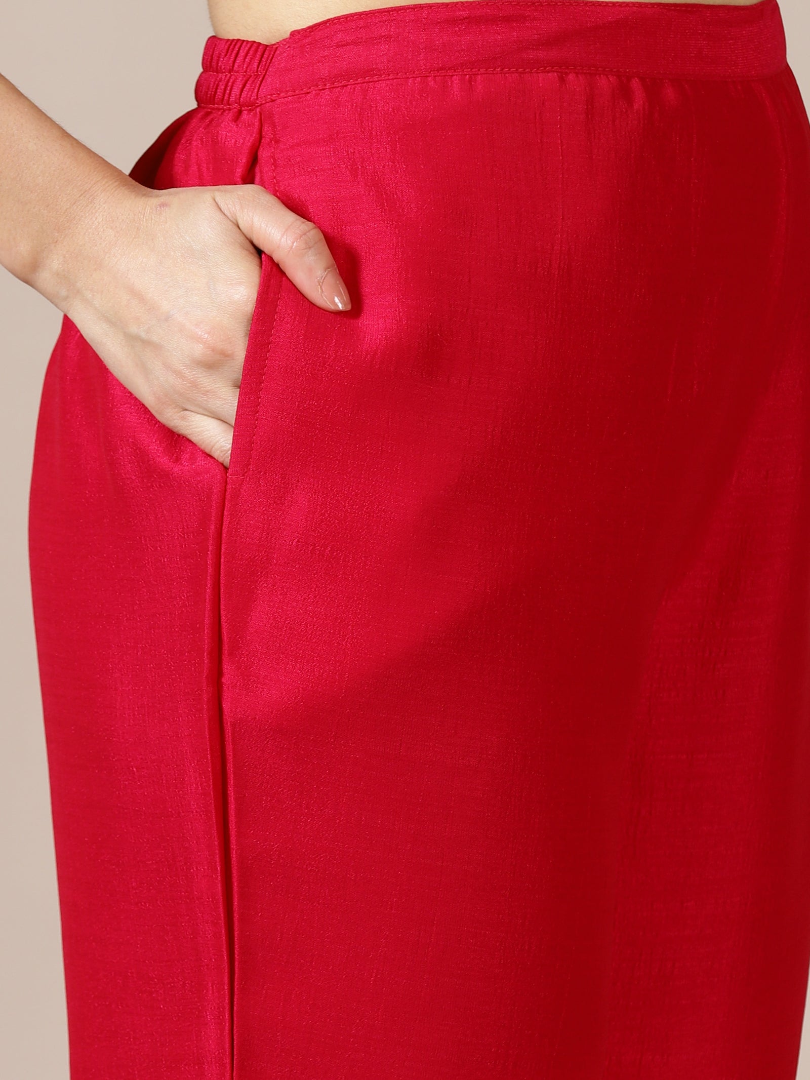 Scarlet Red Zari Embroidered Kurta Set