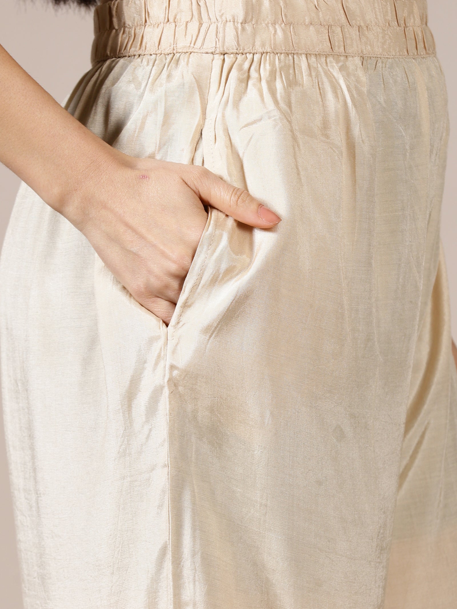 Beige Embroidered Suit Set