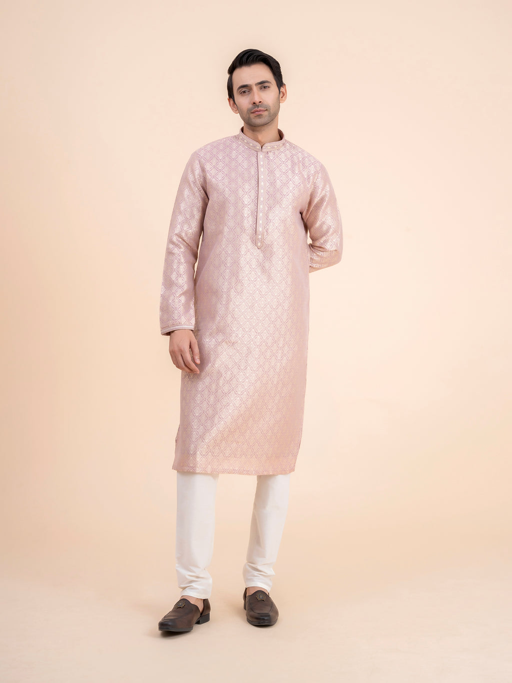 Rose Gold Brocade Kurta Set