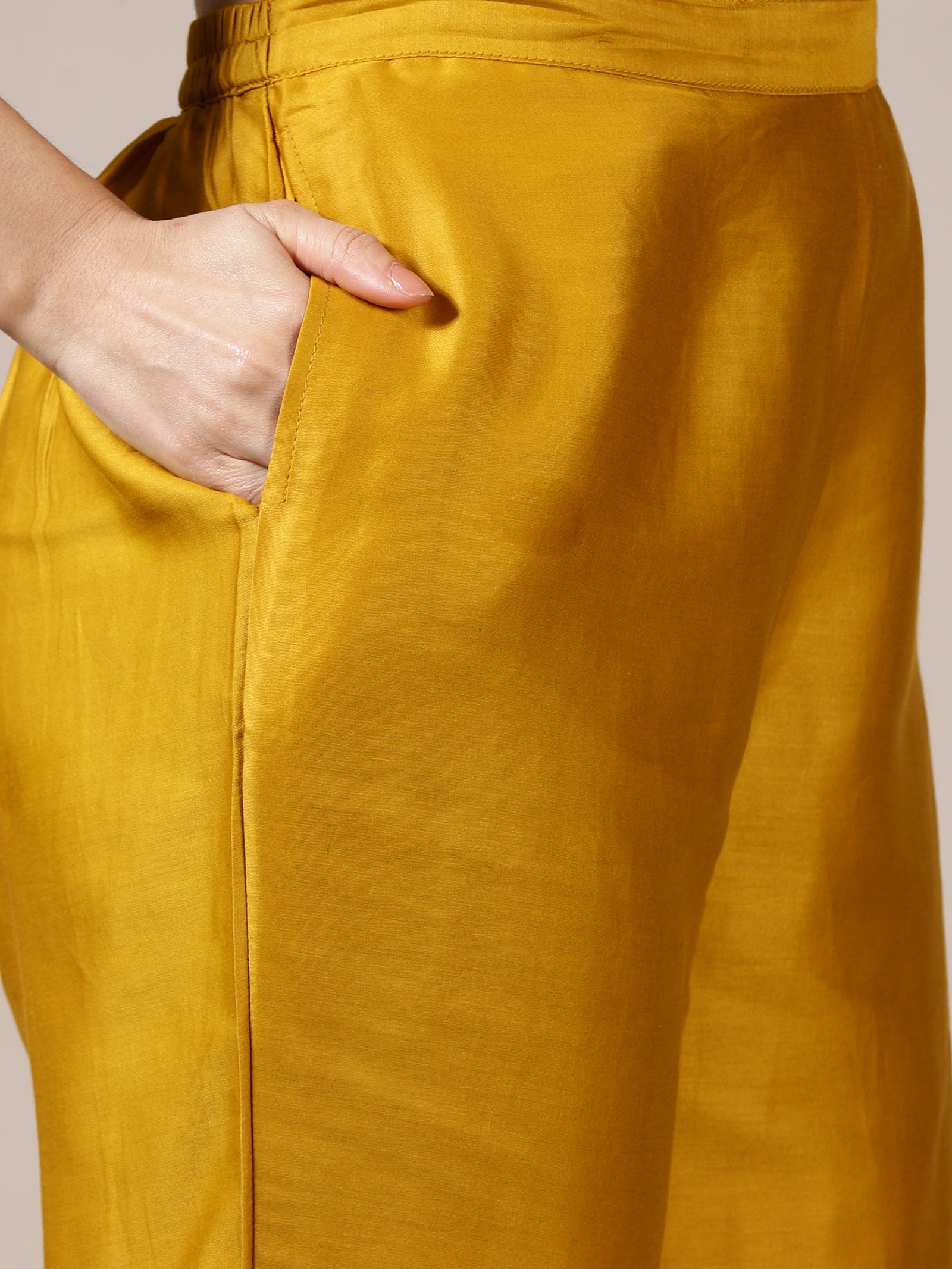 Mustard Yellow Abstract Print Suit Set