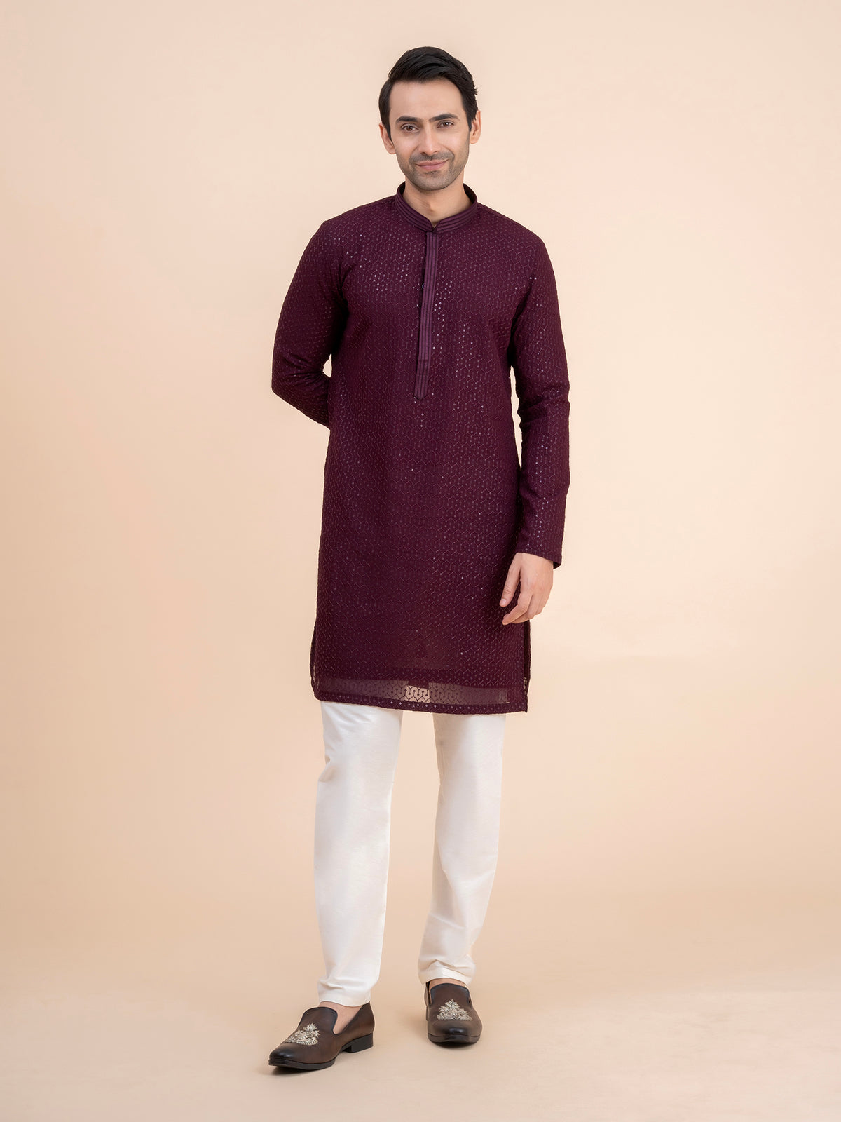 Deep Maroon Sequin Kurta Set