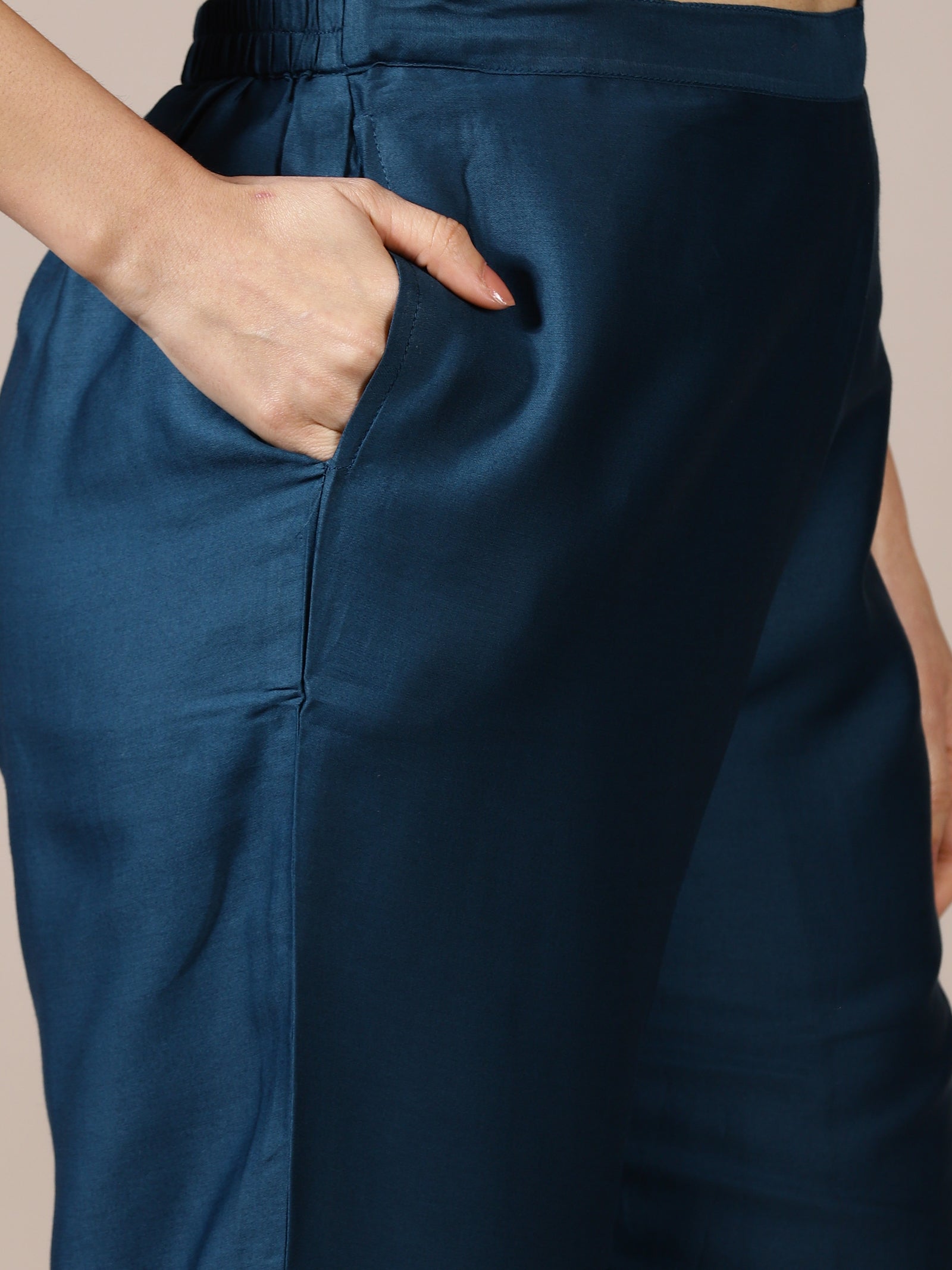 Cobalt Patchwork Chanderi Suit Set