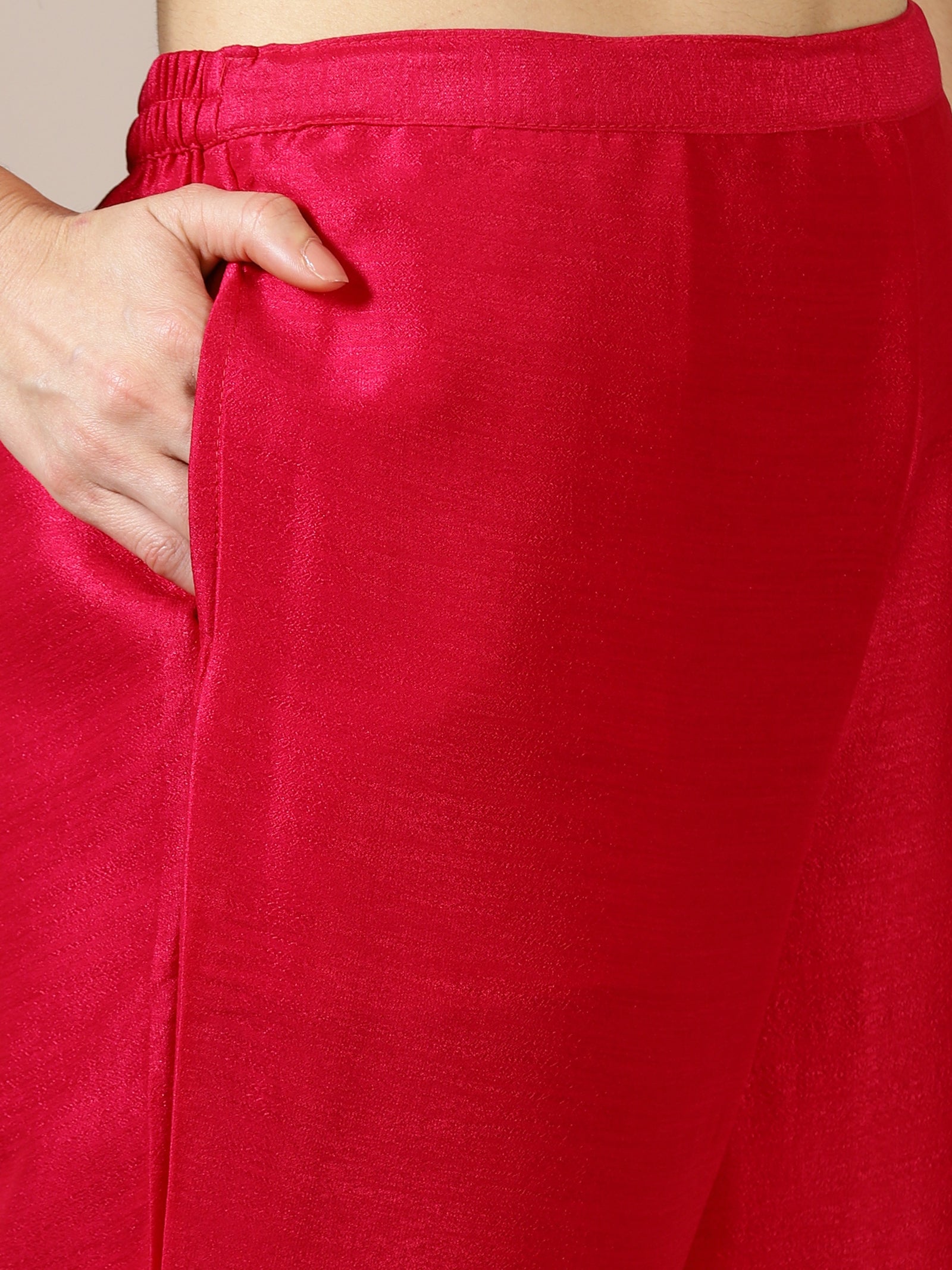 Fuschia Pink Mirror Work A-Line Suit Set
