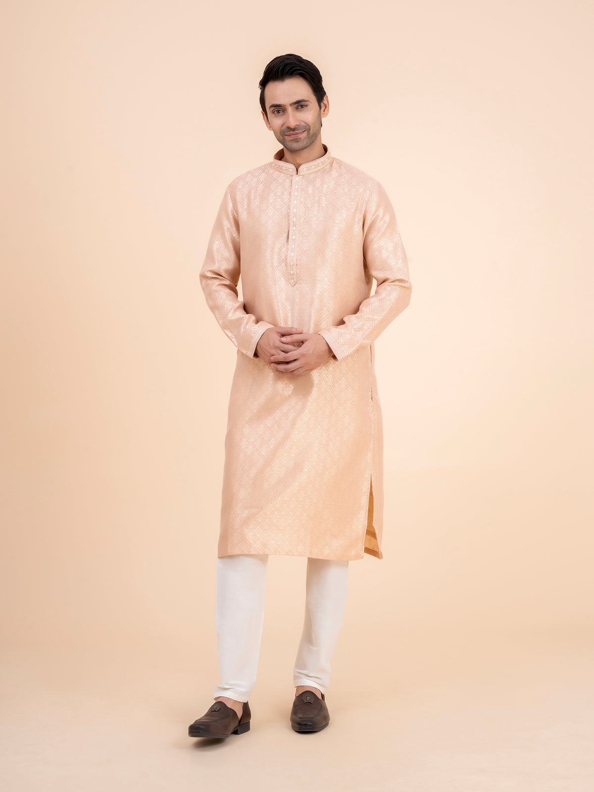 Rose Brocade Kurta Set