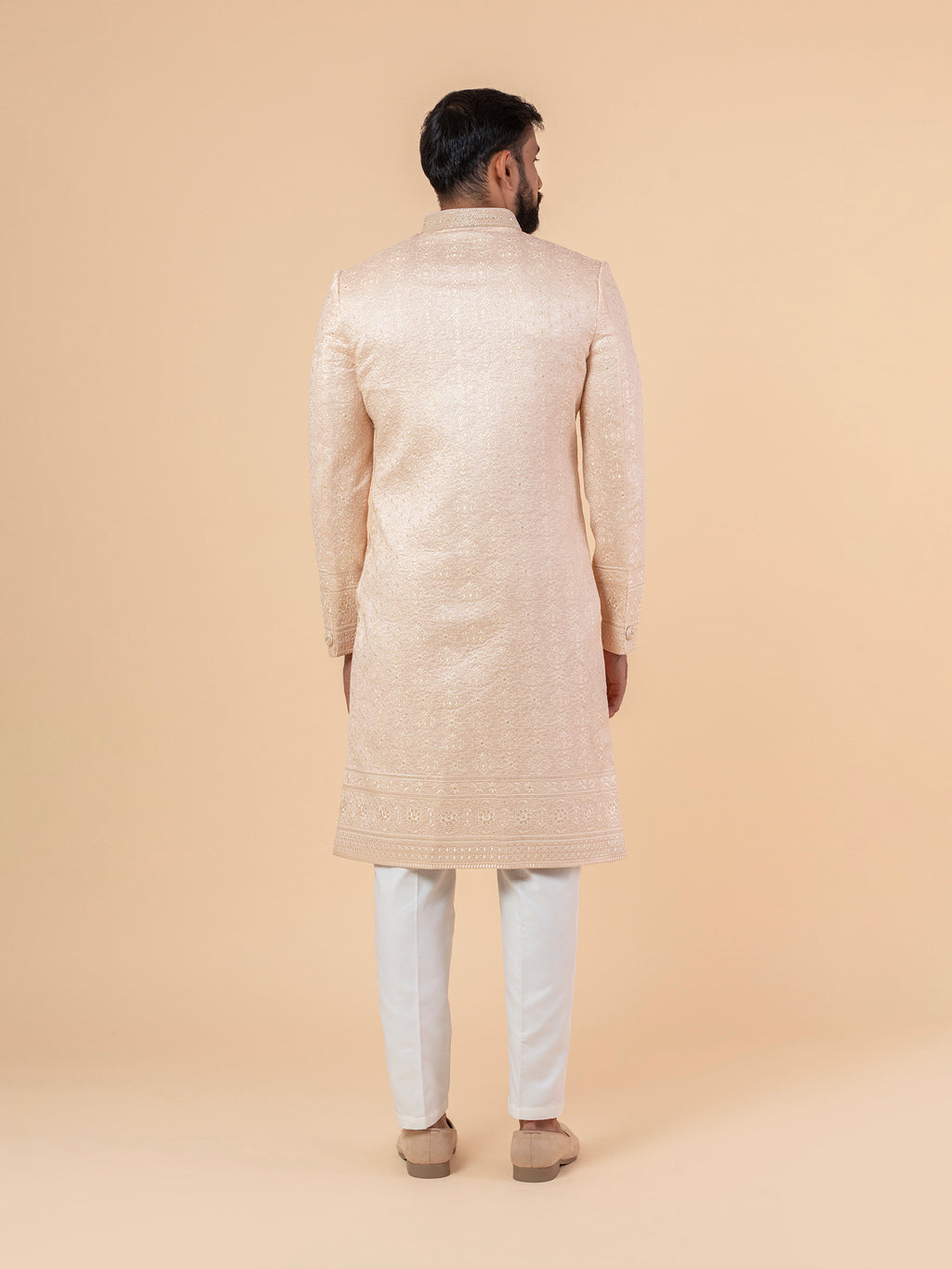 Alabaster Blush Heavy-Embroidered Sherwani