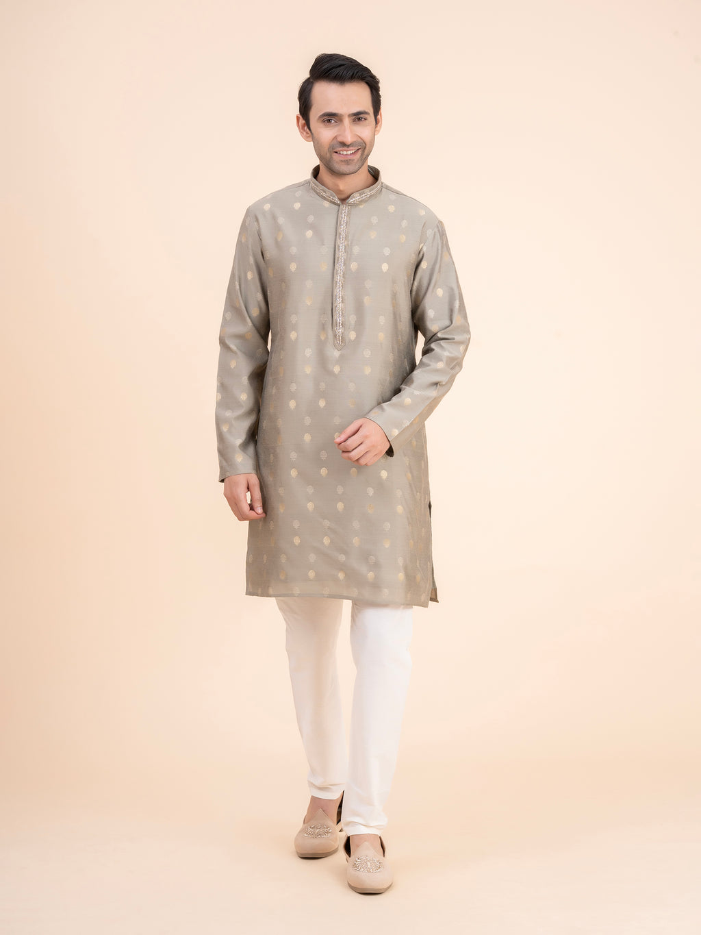 Olive Gold-Dot Kurta Set